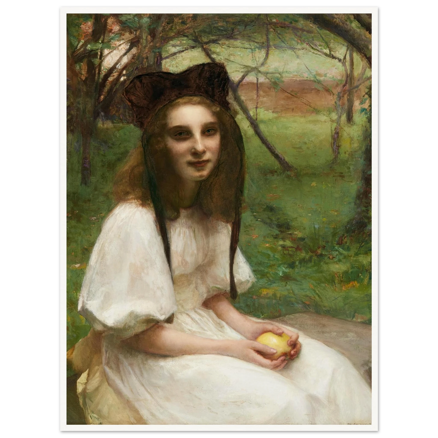 A portrait of a girl in a white dress Art Print | Pascal Adolphe Jean Dagnan Bouveret-Quipham Collections