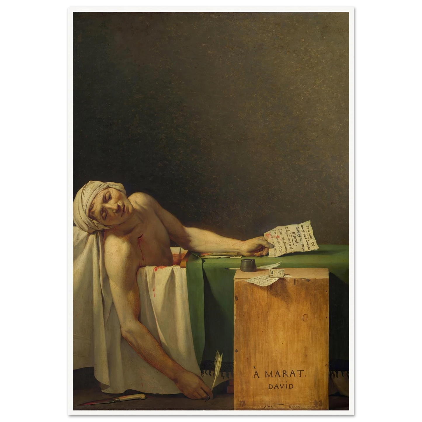 Marat Assassinated (1793) Art Print | Jacques Louis David-Quipham Collections