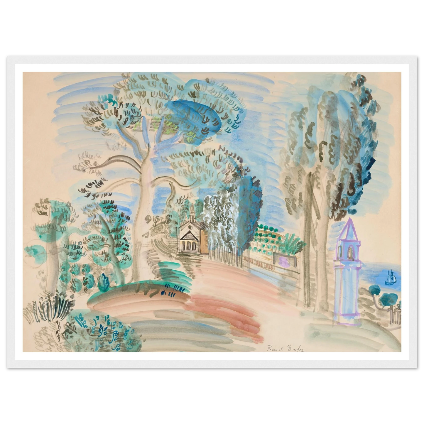 La Chapelle à Golfe Juan (circa 1923) Art Print | Raoul Dufy-Quipham Collections