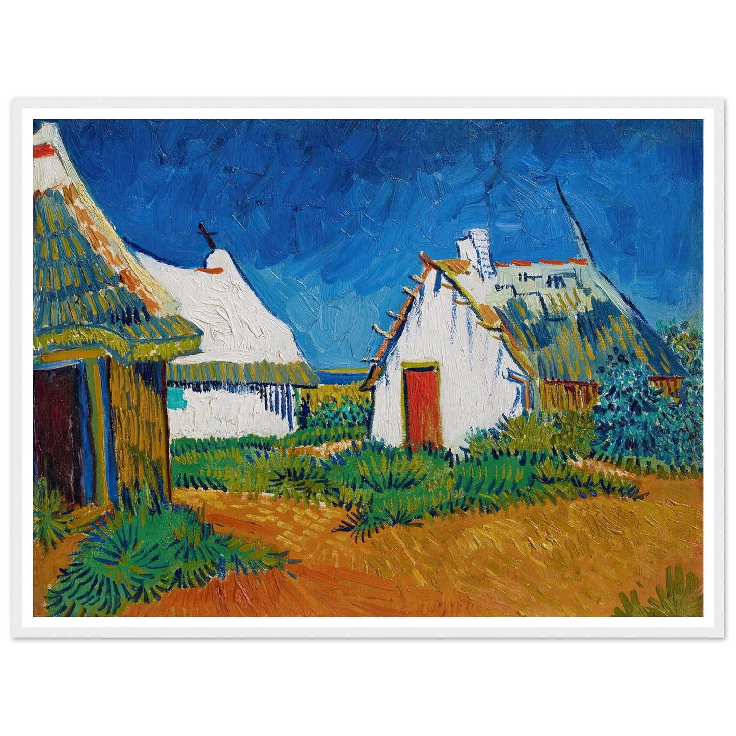 Three white cottages in Saintes-Maries (1888) Art Print | Vincent van Gogh-Quipham Collections