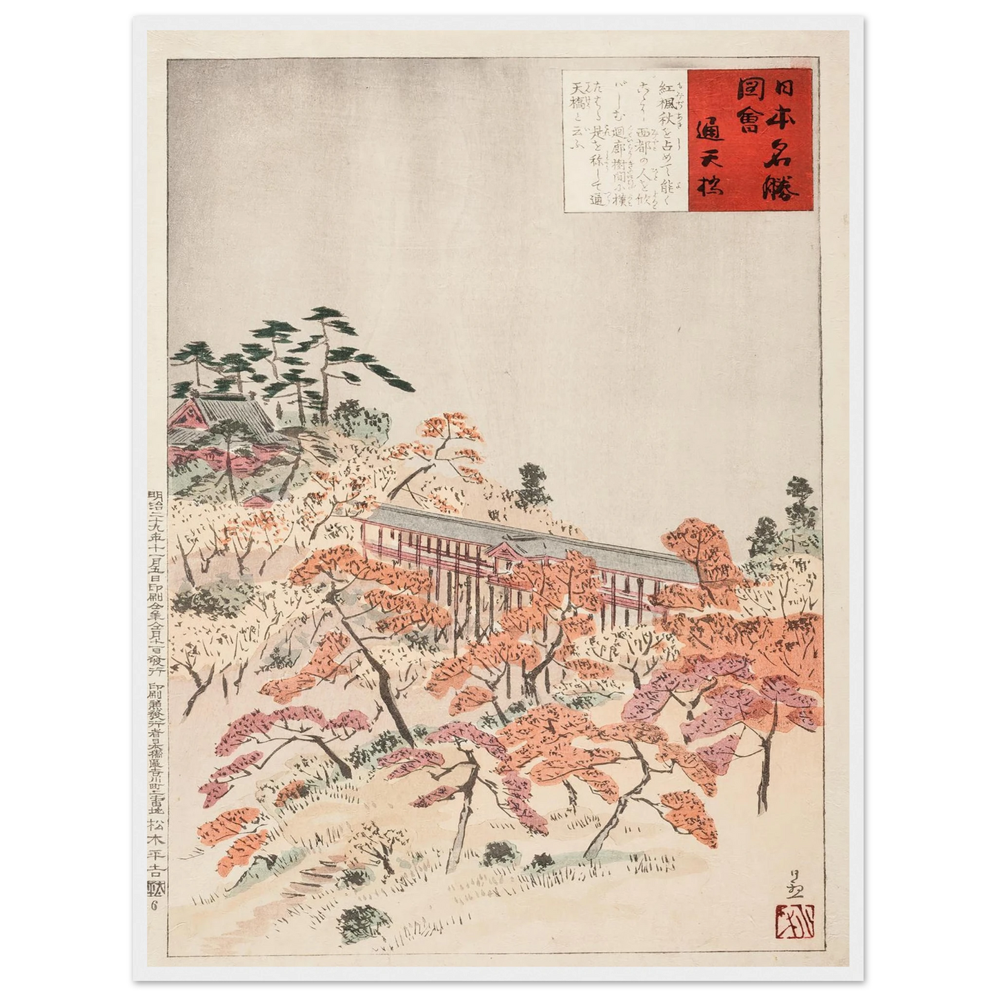The Bridge Tsūtenkyō, Kyoto (1896) Art Print | Kobayashi Kiyochika-Quipham Collections