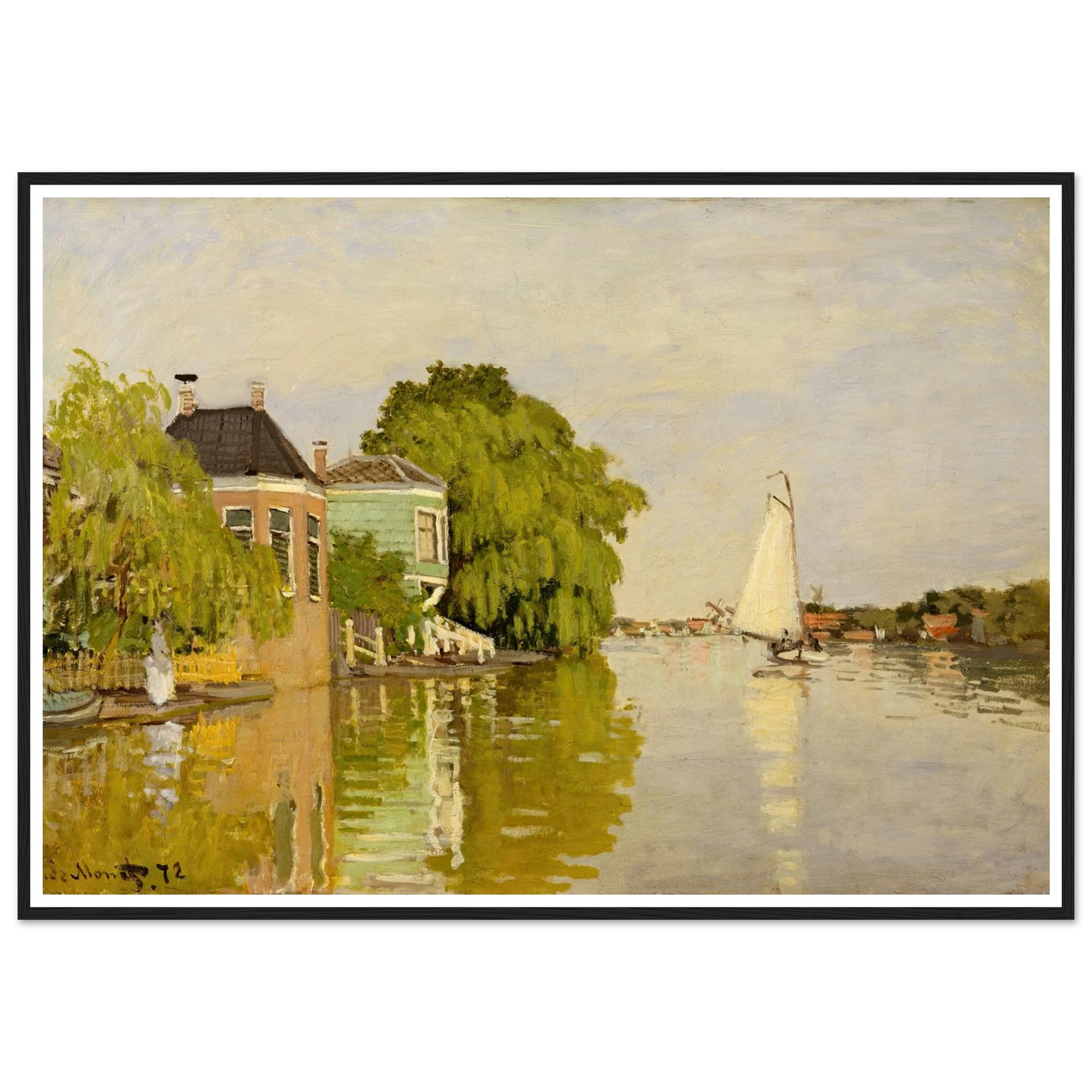 Houses on the Achterzaan (1871) Art Print | Claude Monet-Quipham Collections
