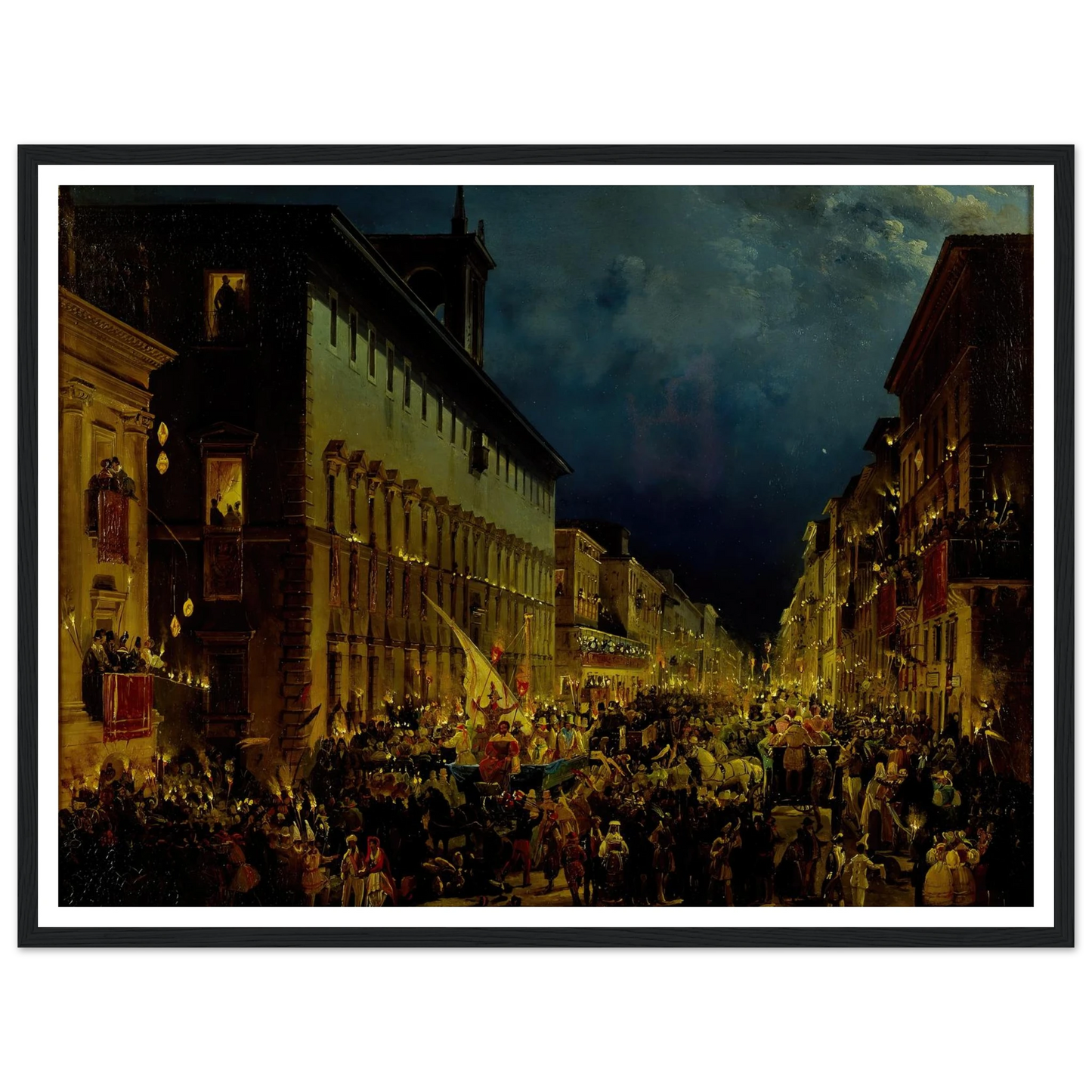 Moccoli Evening In Rome (1834) Art Print | Ippolito Caffi-Quipham Collections