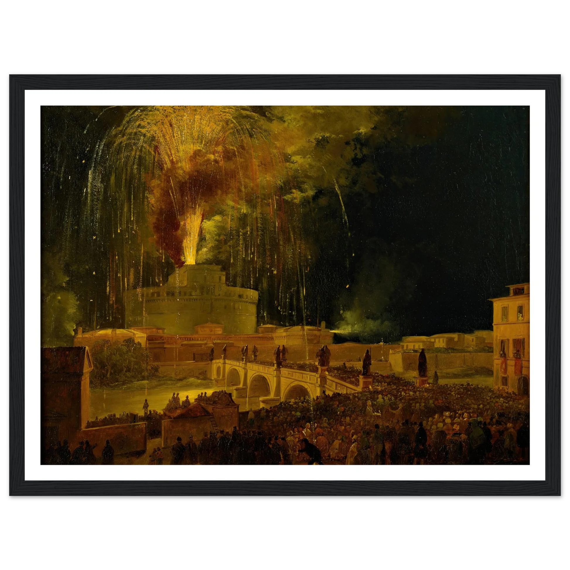 La Girandola Fireworks From Castel Sant’angelo In Rome (1830s) Art Print | Ippolito Caffi-Quipham Collections