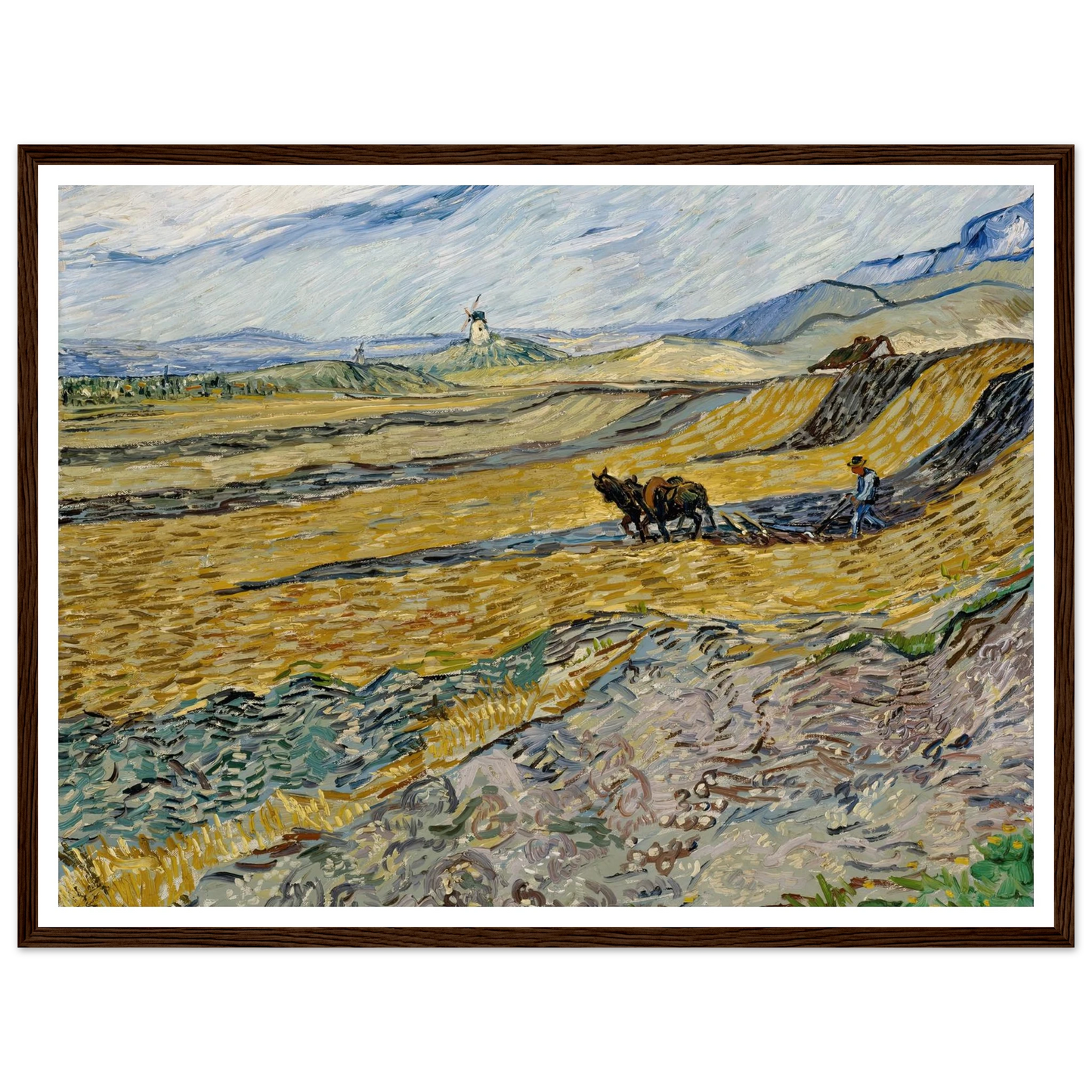 Enclosed Field with Ploughman (1889) Art Print | Vincent van Gogh-Quipham Collections