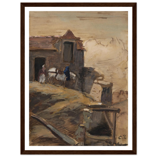 Cheval blanc devant une ferme (circa 1861-64) Art Print | Camille Pissarro-Quipham Collections