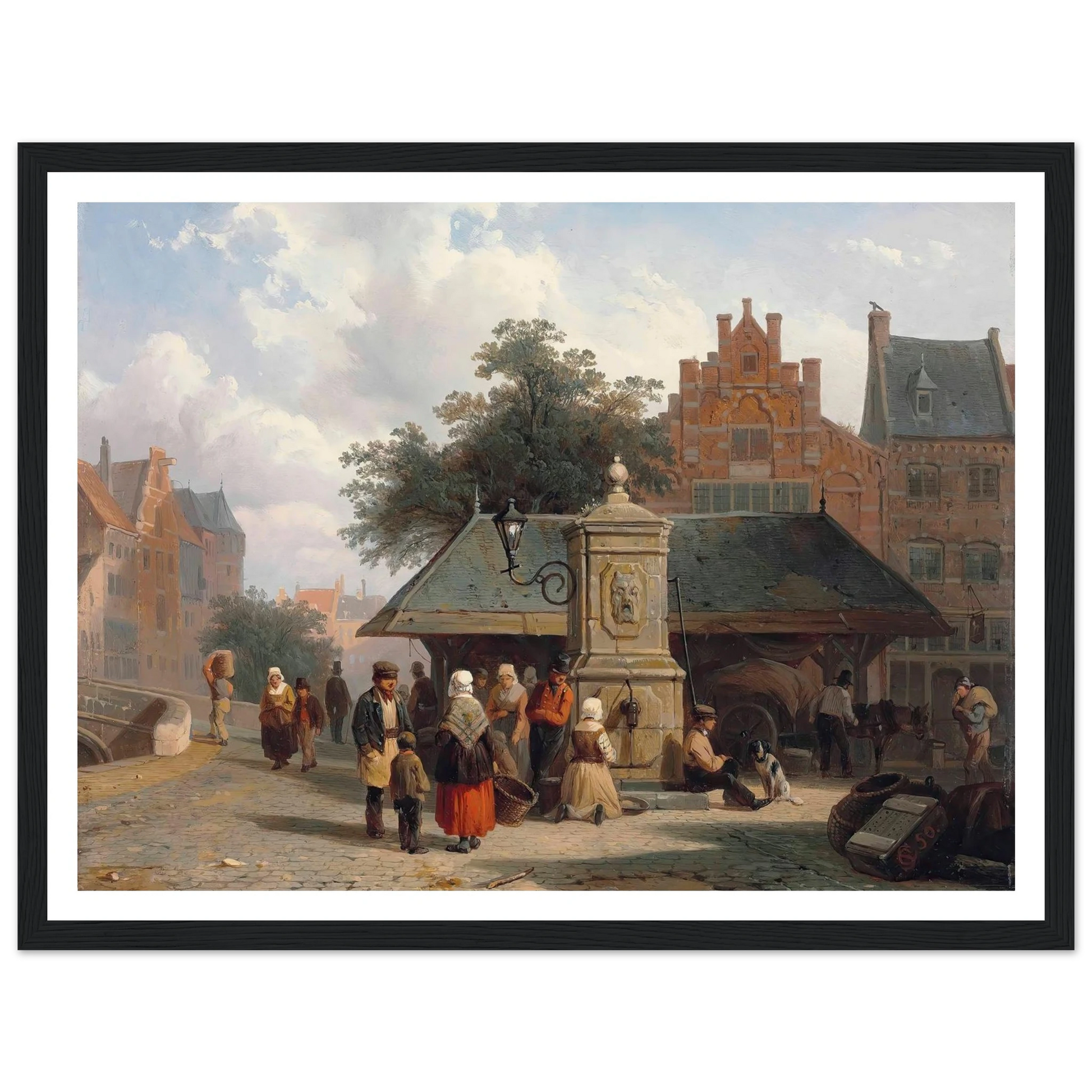 By the well in a Dutch town square (1850) Art Print | Cornelis Springer-Quipham Collections