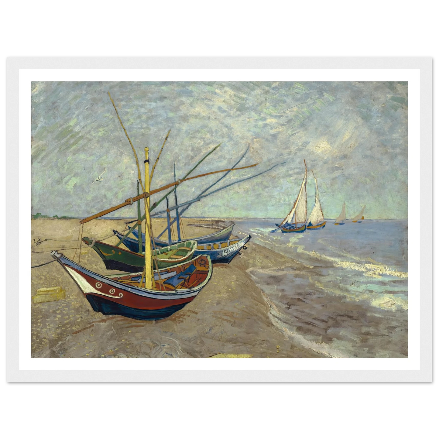 Fishing boats on the beach at Les Saintes-Maries-de-la-Mer (1888) Art Print | Vincent van Gogh-Quipham Collections
