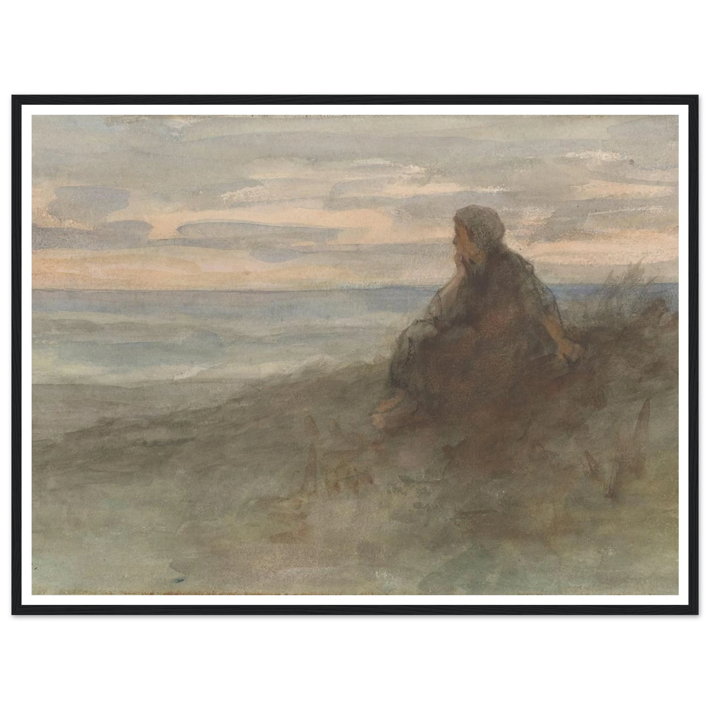 Zittende vrouw op een duin bij zee (c. 1834 - c. 1911) Art Print | Jozef Israels-Quipham Collections