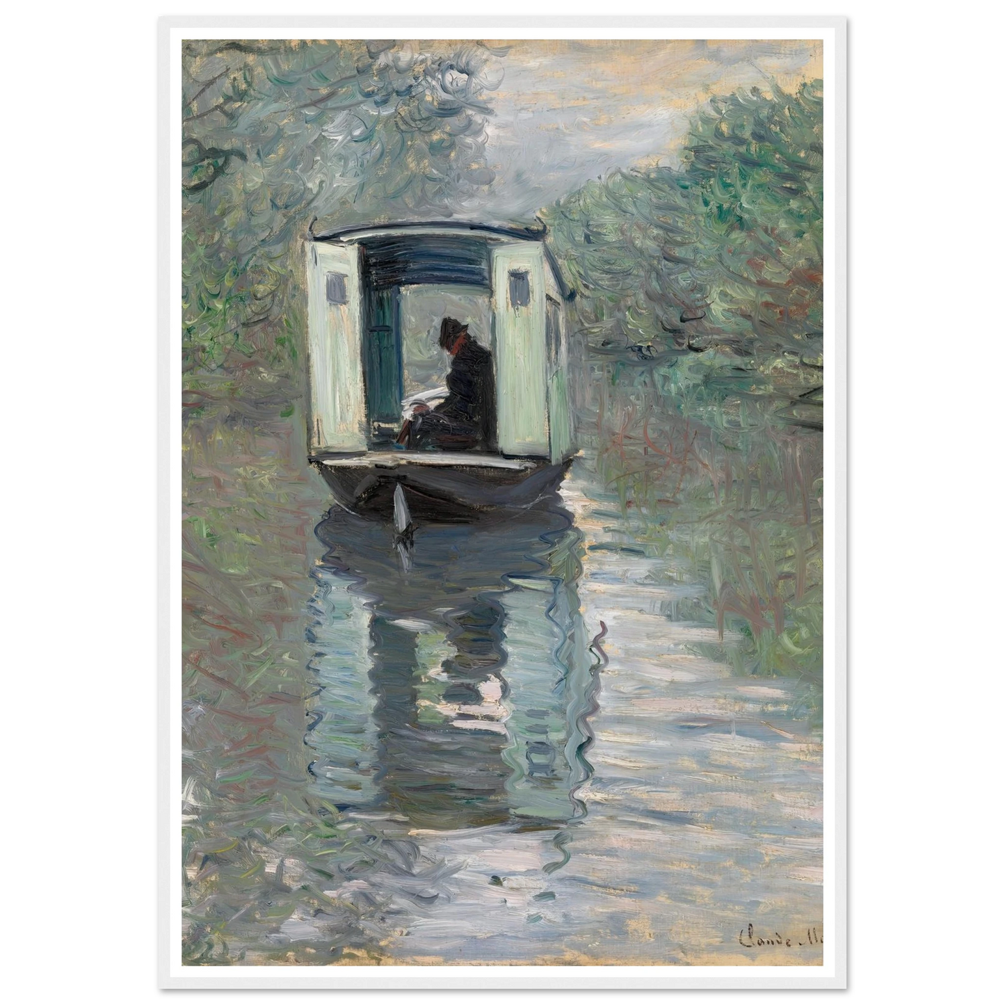 The Studio Boat (Le Bateau-atelier) (1876) Art Print | Claude Monet-Quipham Collections