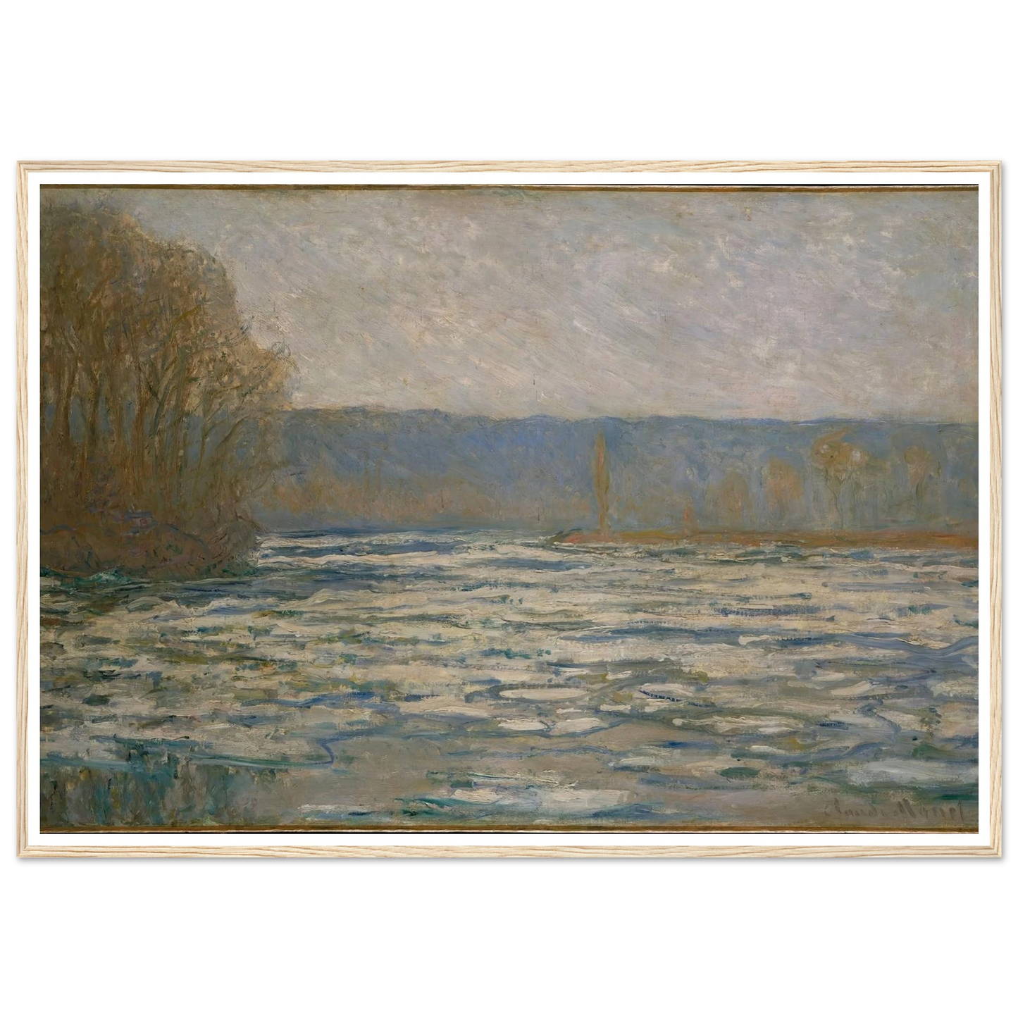 Ice breaking up on the Seine near Bennecourt (1893) Art Print | Claude Monet-Quipham Collections
