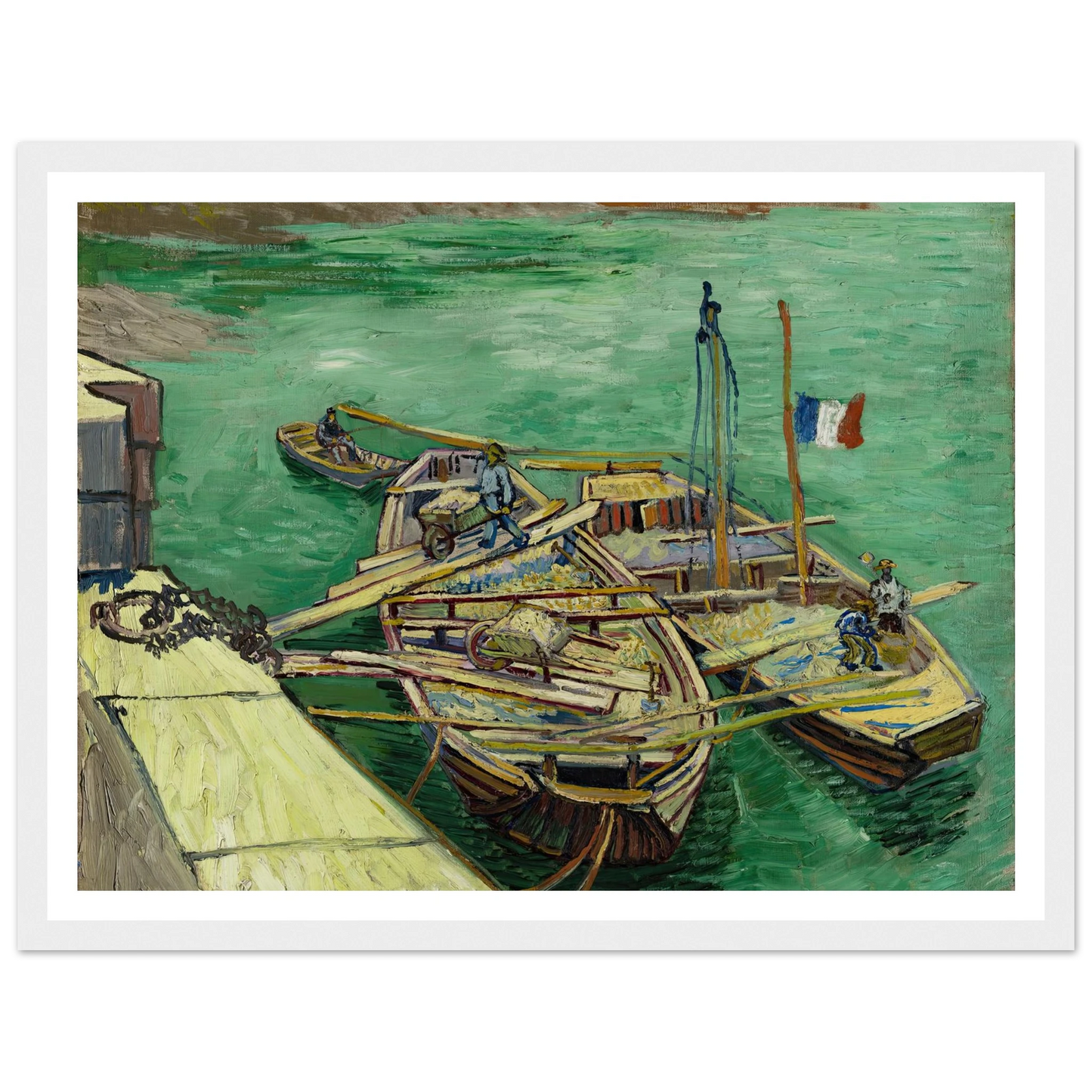 Quay with men unloading sand barges (1888) Art Print | Vincent van Gogh-Quipham Collections