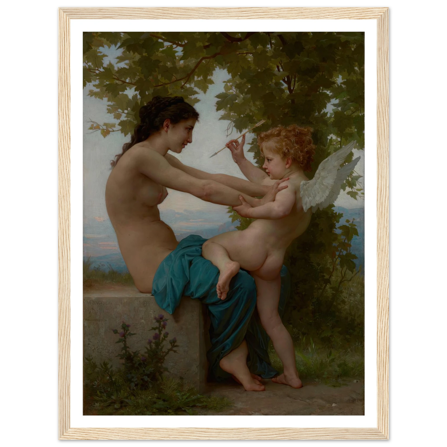 A Young Girl Defending Herself against Eros (about 1880) Art Print | William Bouguereau-Quipham Collections