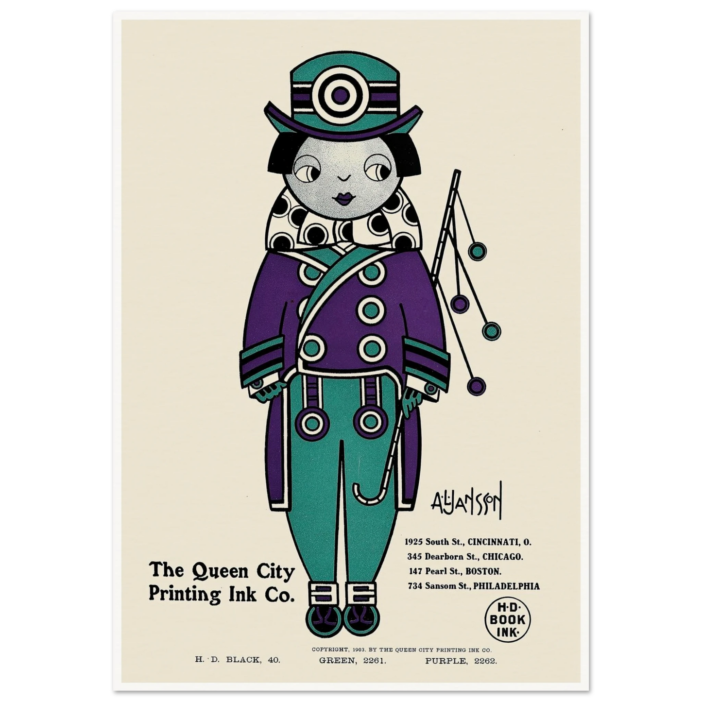 Queen City Ink, Ad. 01 (1890-1913) Art Print | Augustus Jansson-Quipham Collections