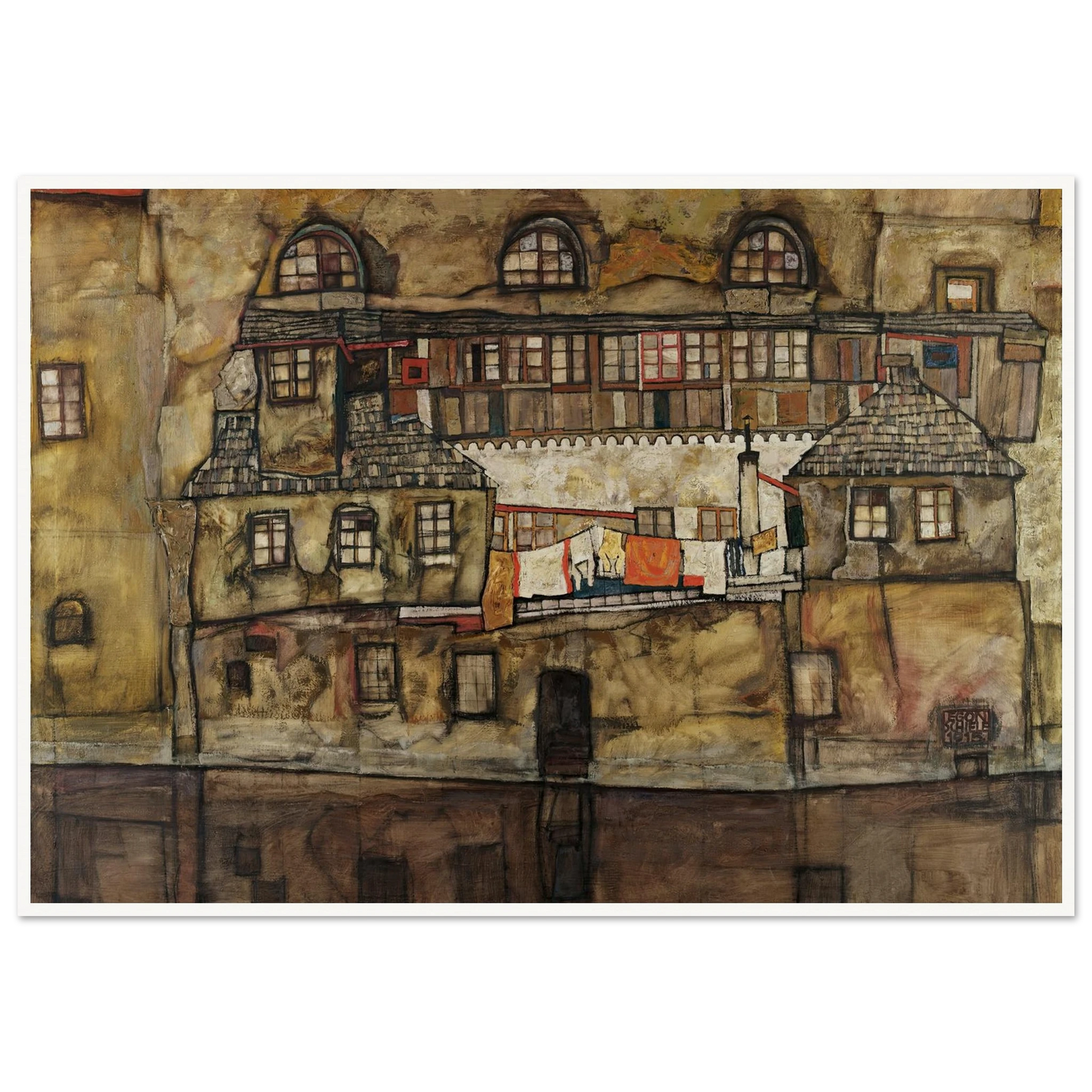 House Wall on the River (1915) Art Print | Egon Schiele-Quipham Collections