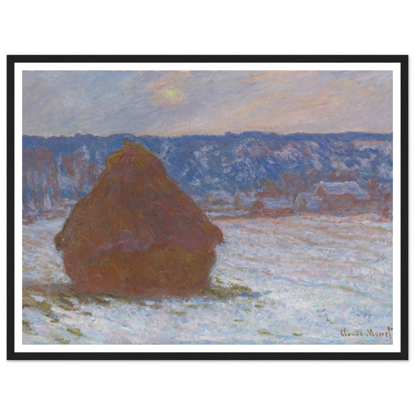 Stack of Wheat (Snow Effect, Overcast Day) (1890-91) Art Print | Claude Monet-Quipham Collections