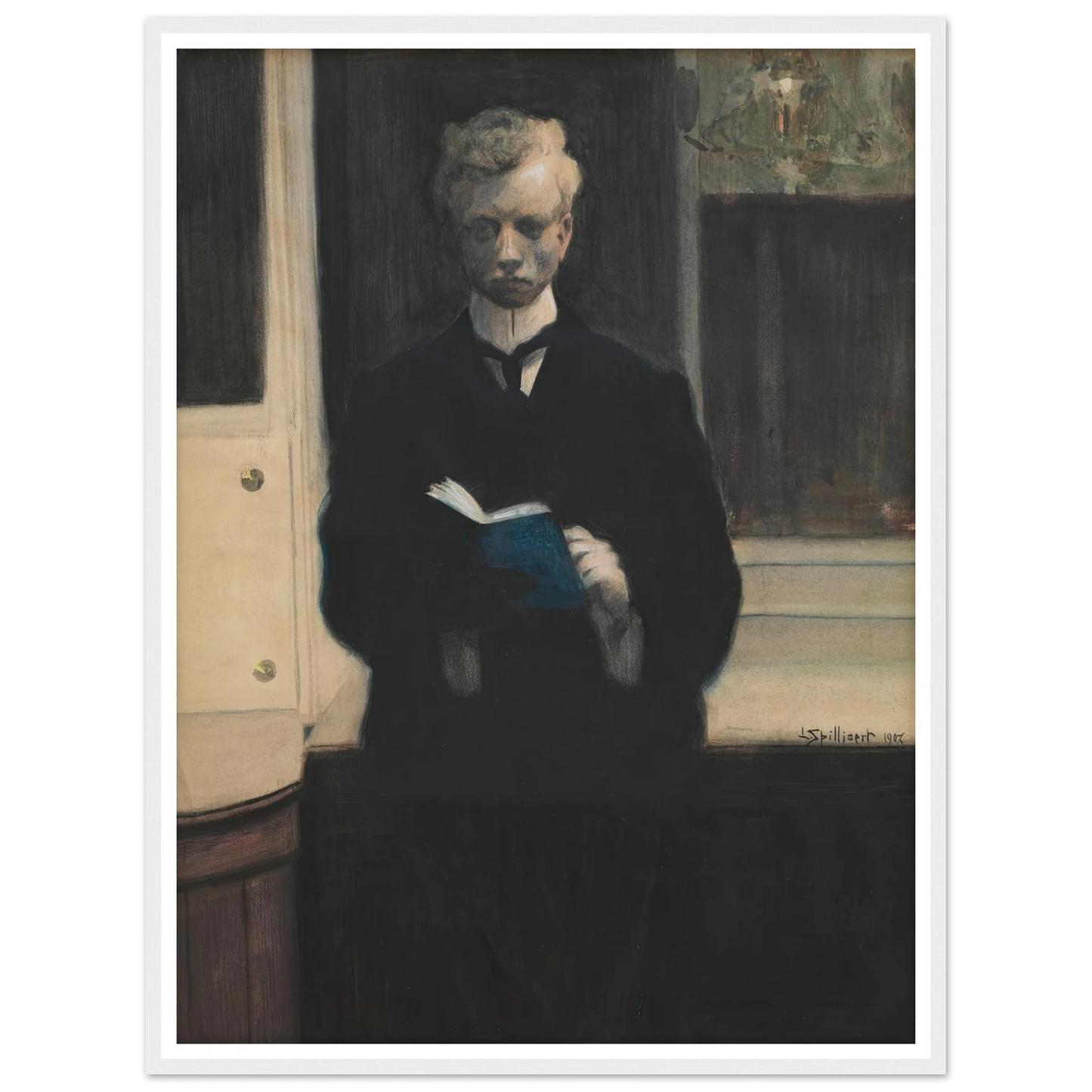 Self Portrait with Blue Sketchbook (1907) Art Print | Leon Spilliaert-Quipham Collections