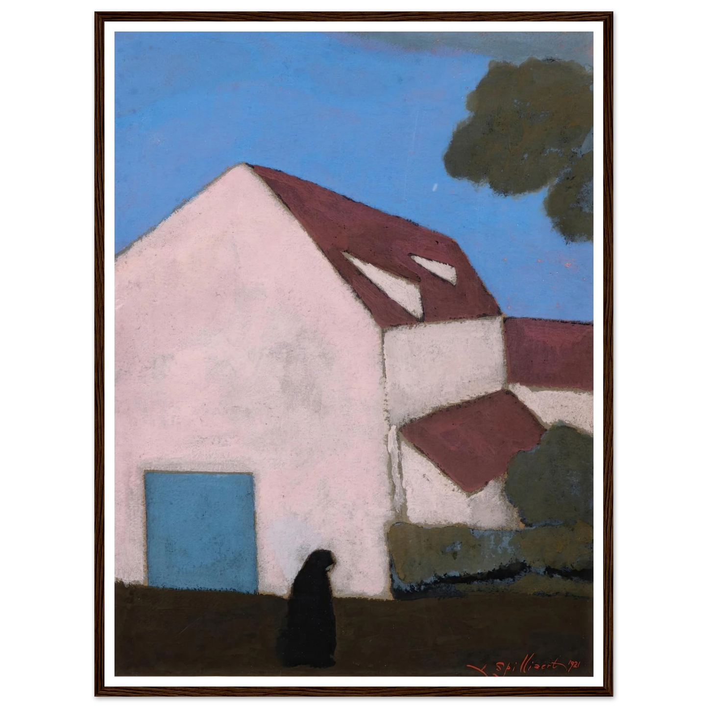 Ferme à la façade rose, silhouette de femme (1921) Art Print | Leon Spilliaert-Quipham Collections