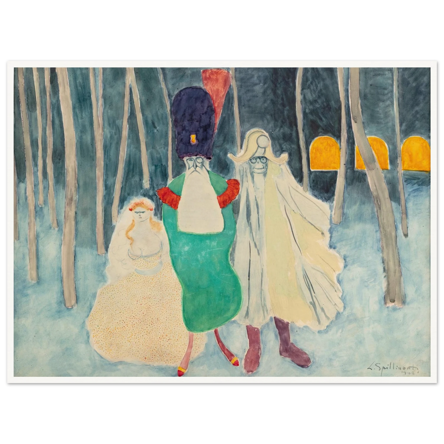 Mascarade. Léopold II, Napoléon et la bouquetière (1906) Art Print | Leon Spilliaert-Quipham Collections