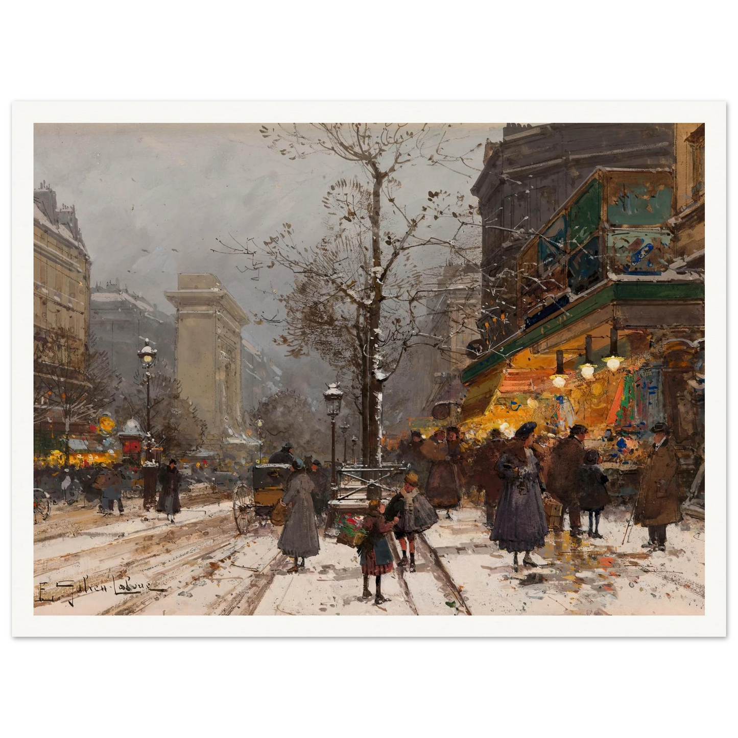 Boulevard Bonne – Nouvelle sous la neige Art Print | Eugene Galien Laloue-Quipham Collections