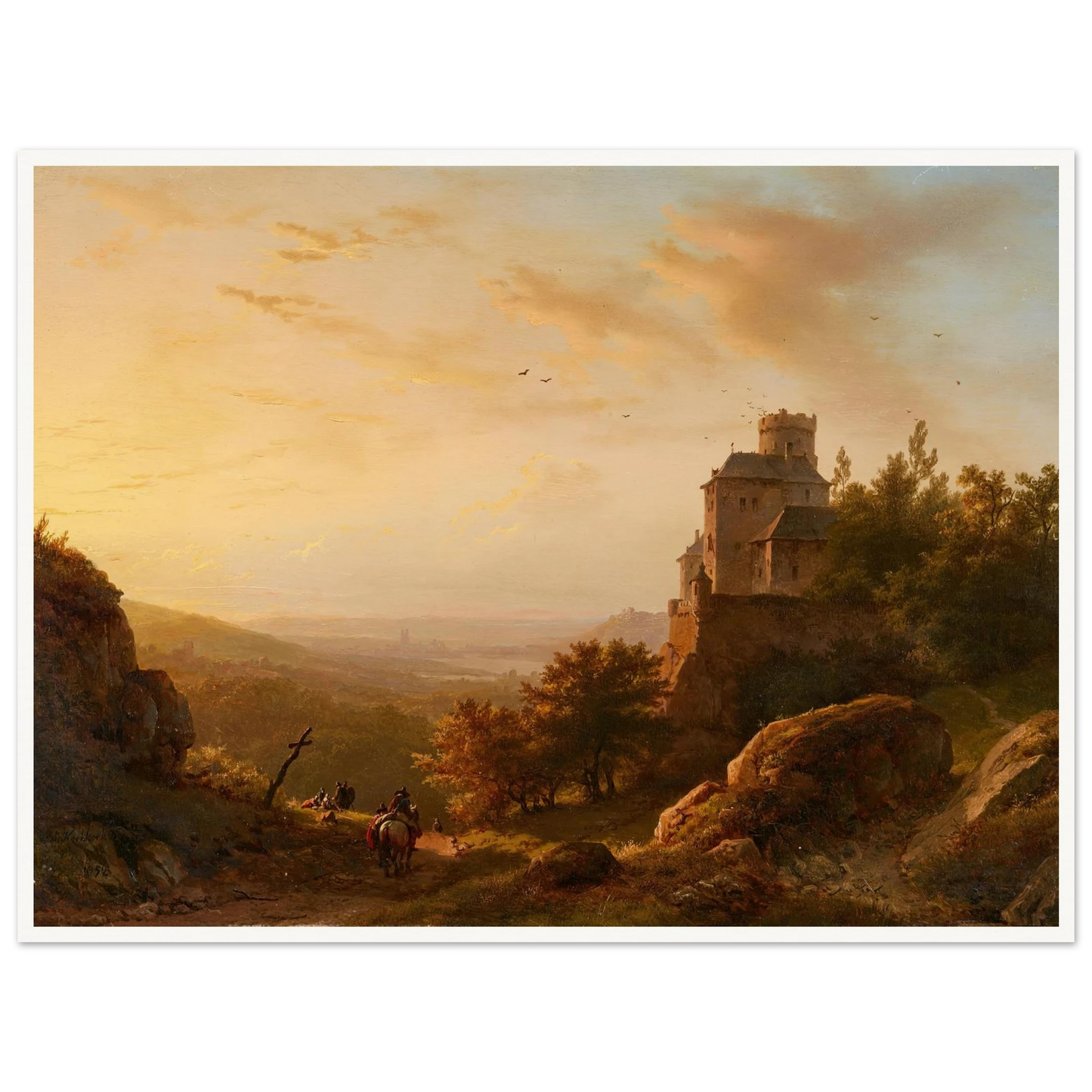 Landschaft mit Burg (1852) Art Print | Barend Cornelis Koekkoek-Quipham Collections