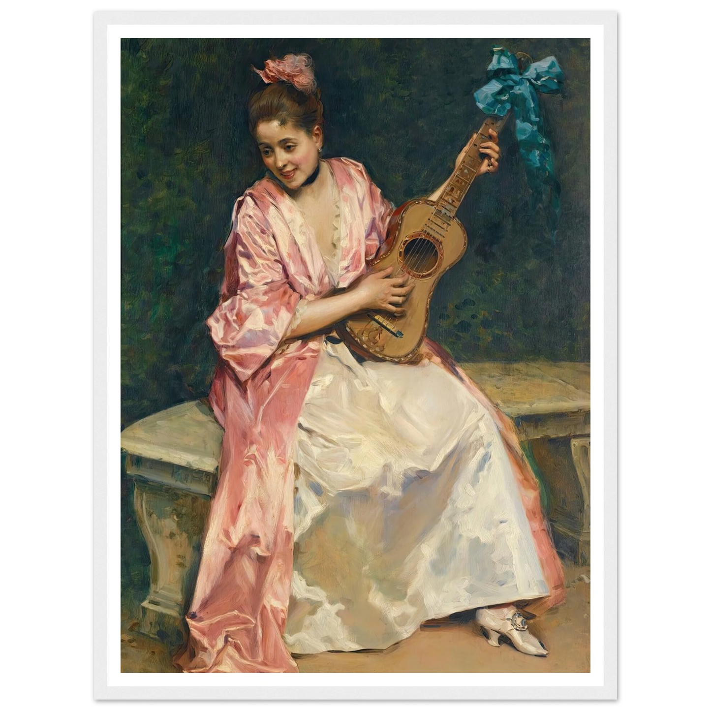 Aline with guitar Art Print | Raimundo de Madrazo y Garreta-Quipham Collections