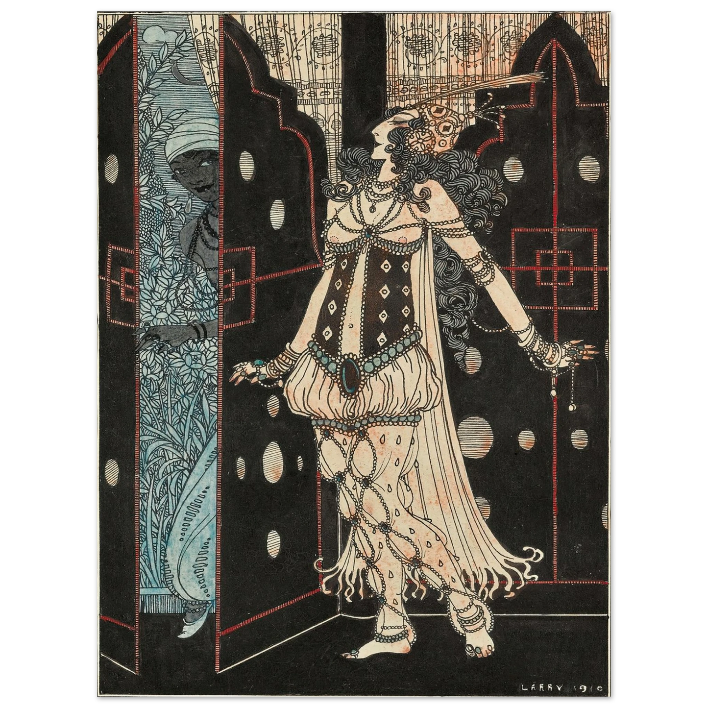 Ida Rubinstein and Vaslav Nijinsky in Scheherazade (1910) Art Print | George Barbier-Quipham Collections