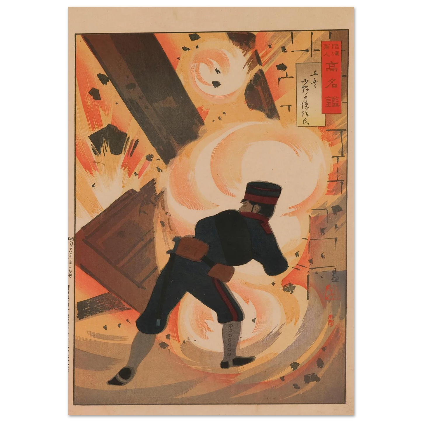 Engineer Lieutenant Onoguchi Tokuji, from the Series ‘Mirror of Famous Army and Navy Men’ (1895) Art Print | Kobayashi Kiyochika-Quipham Collections