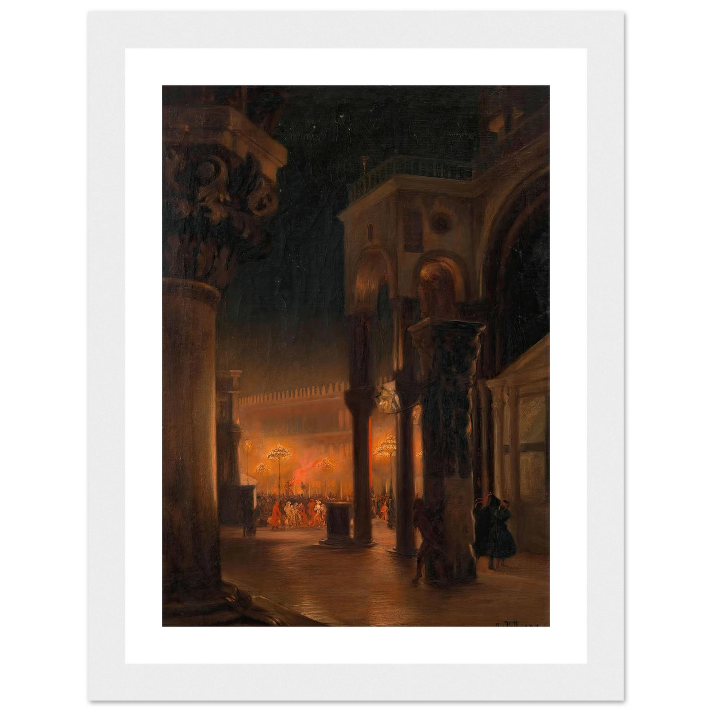 Karneval am Markusplatz in Venedig bei Nacht (1887) Art Print | Josef Hoffmann-Quipham Collections