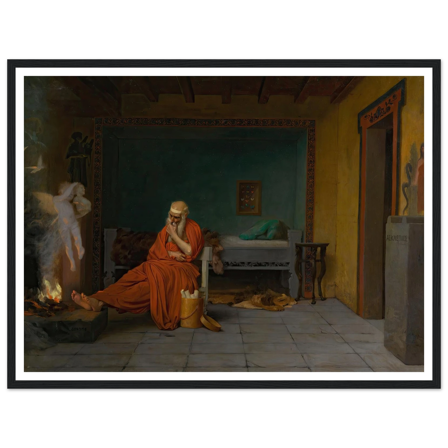 The Poet Dreams of Cupid by the Fire Art Print | Jean Leon Gerome-Quipham Collections