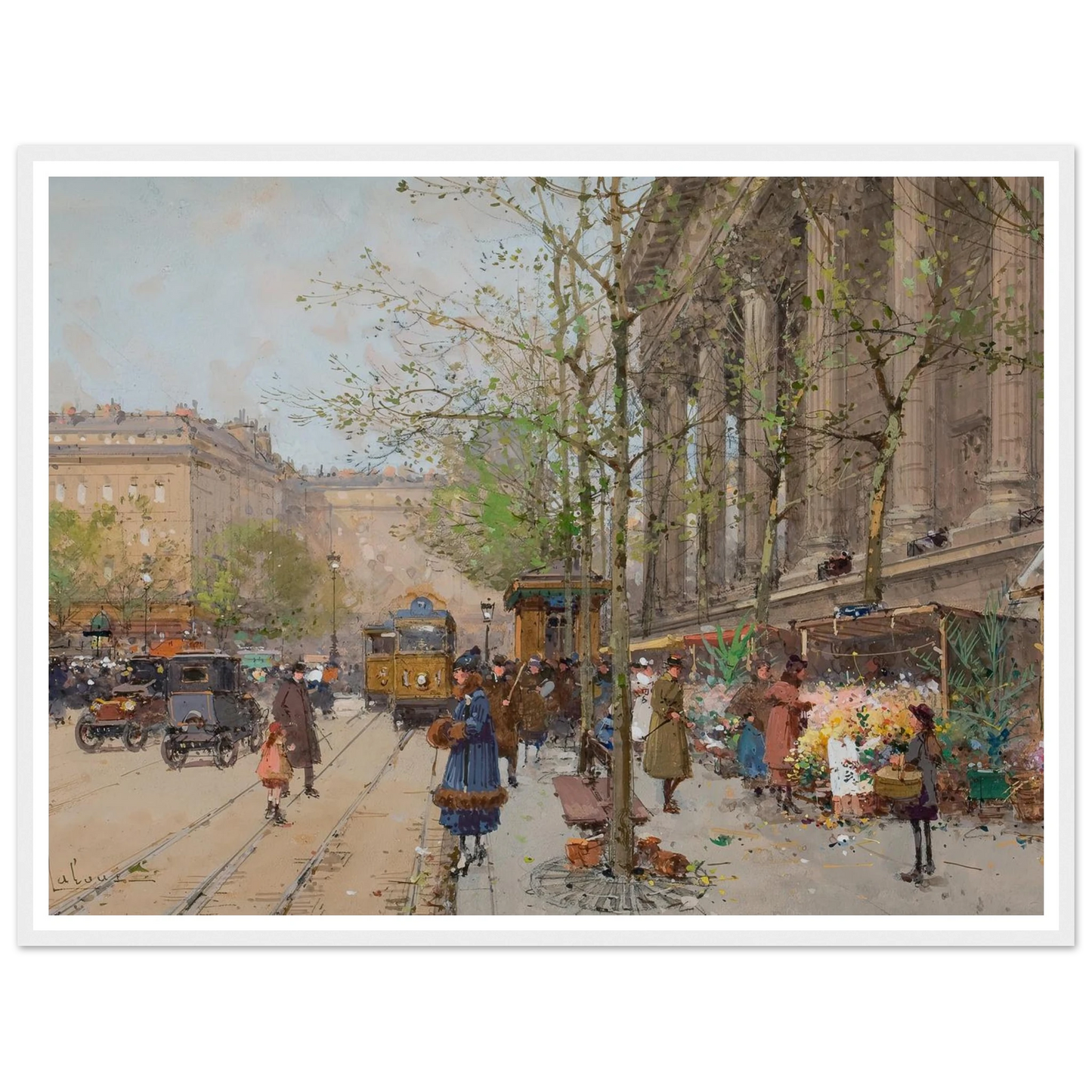 Marché aux fleurs Place de la Madeleine Art Print | Eugene Galien Laloue-Quipham Collections