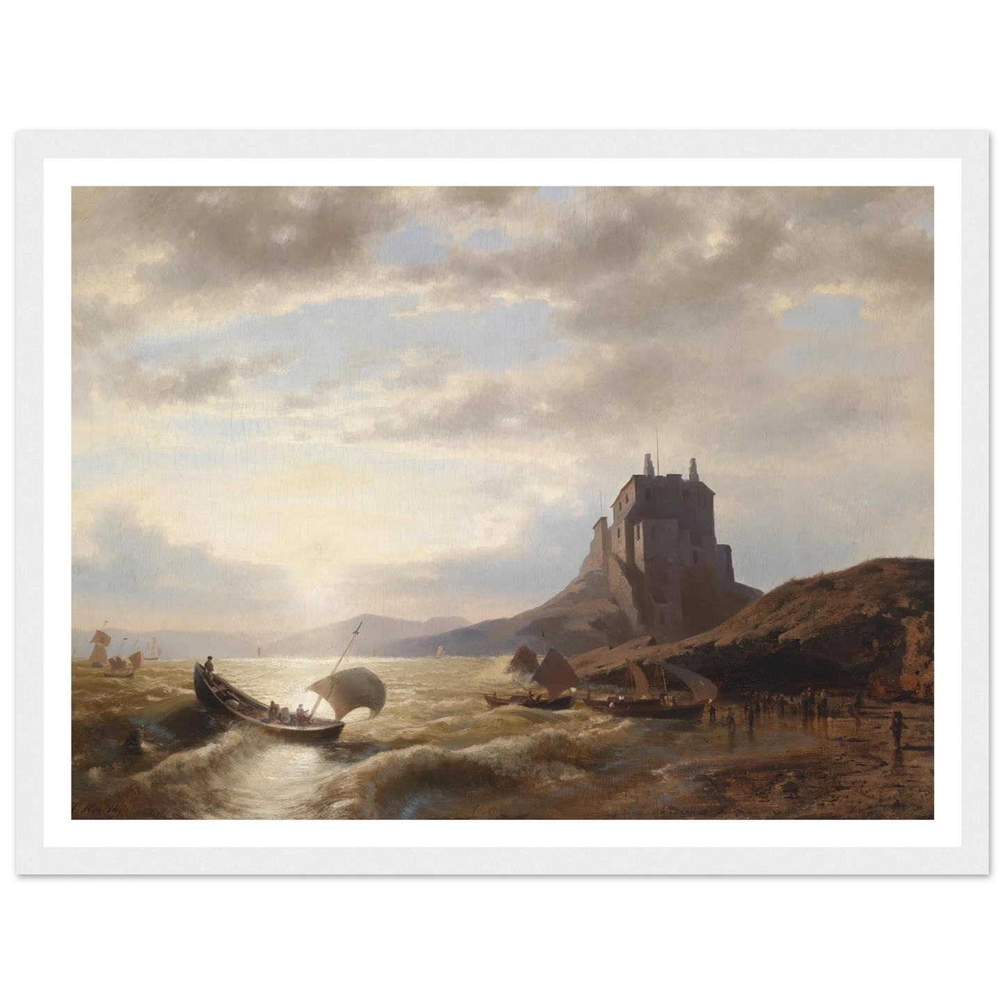 Küstenlandschaft mit Fischern Art Print | Hermann Ottomar Herzog-Quipham Collections
