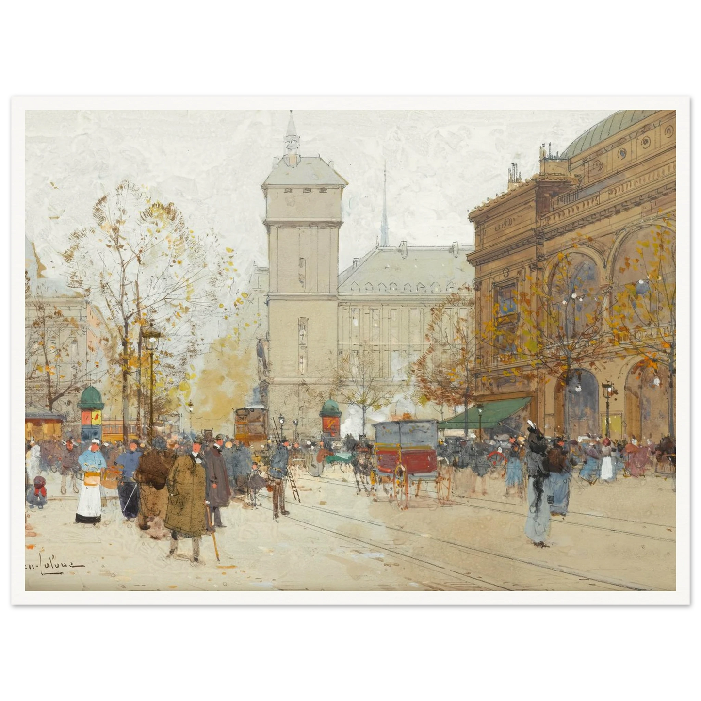 La Place Du Chatelet Art Print | Eugene Galien Laloue-Quipham Collections