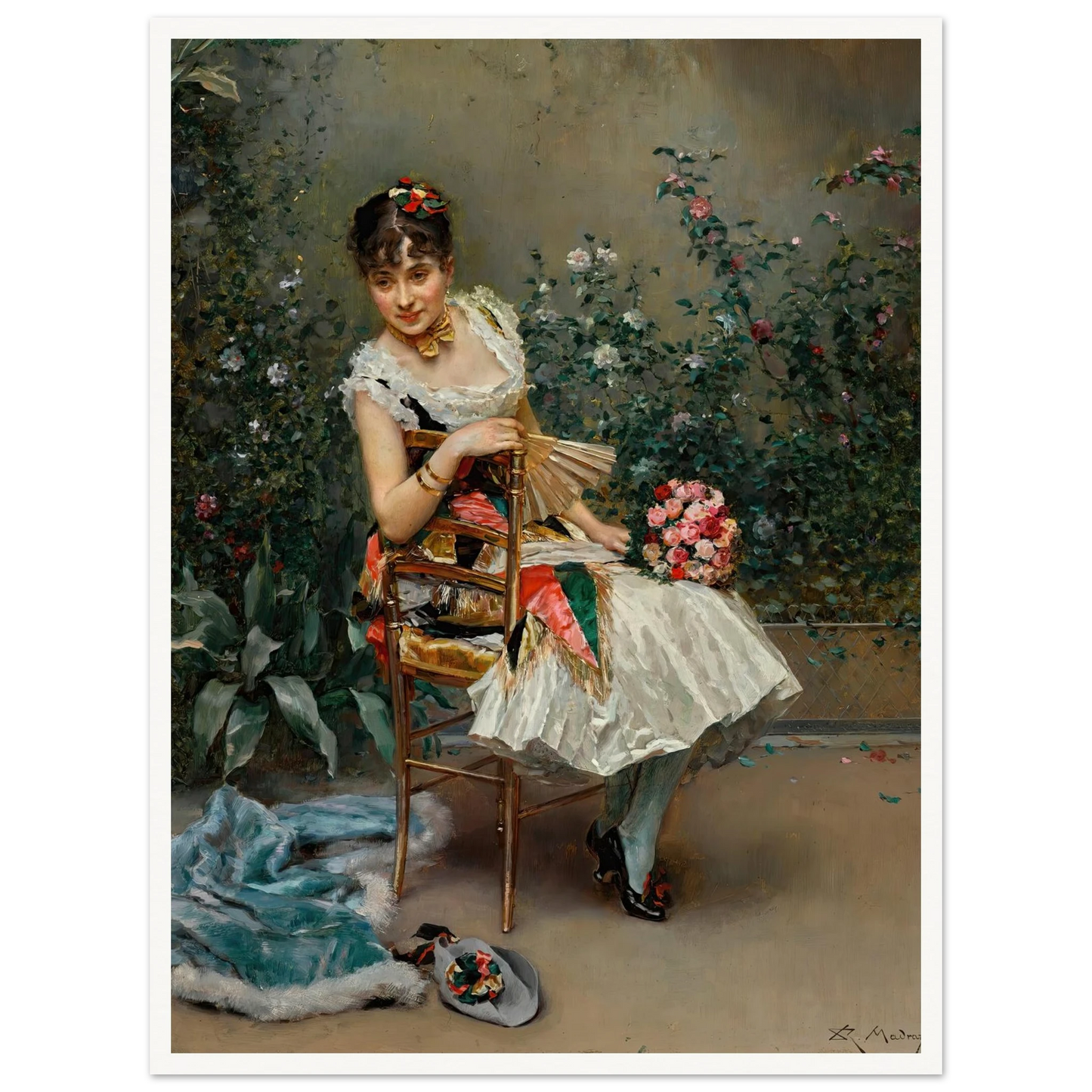 Aline with flowers Art Print | Raimundo de Madrazo y Garreta-Quipham Collections