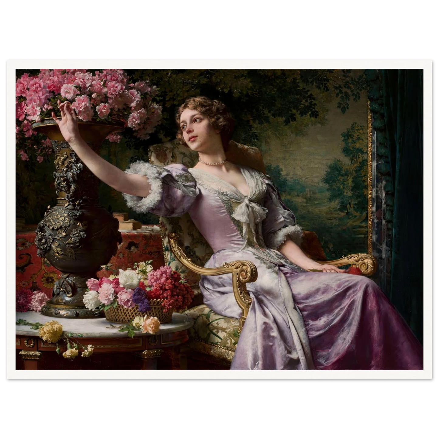 Lady in a lilac dress with flowers (1903) Art Print | Wladyslaw Czachorski-Quipham Collections