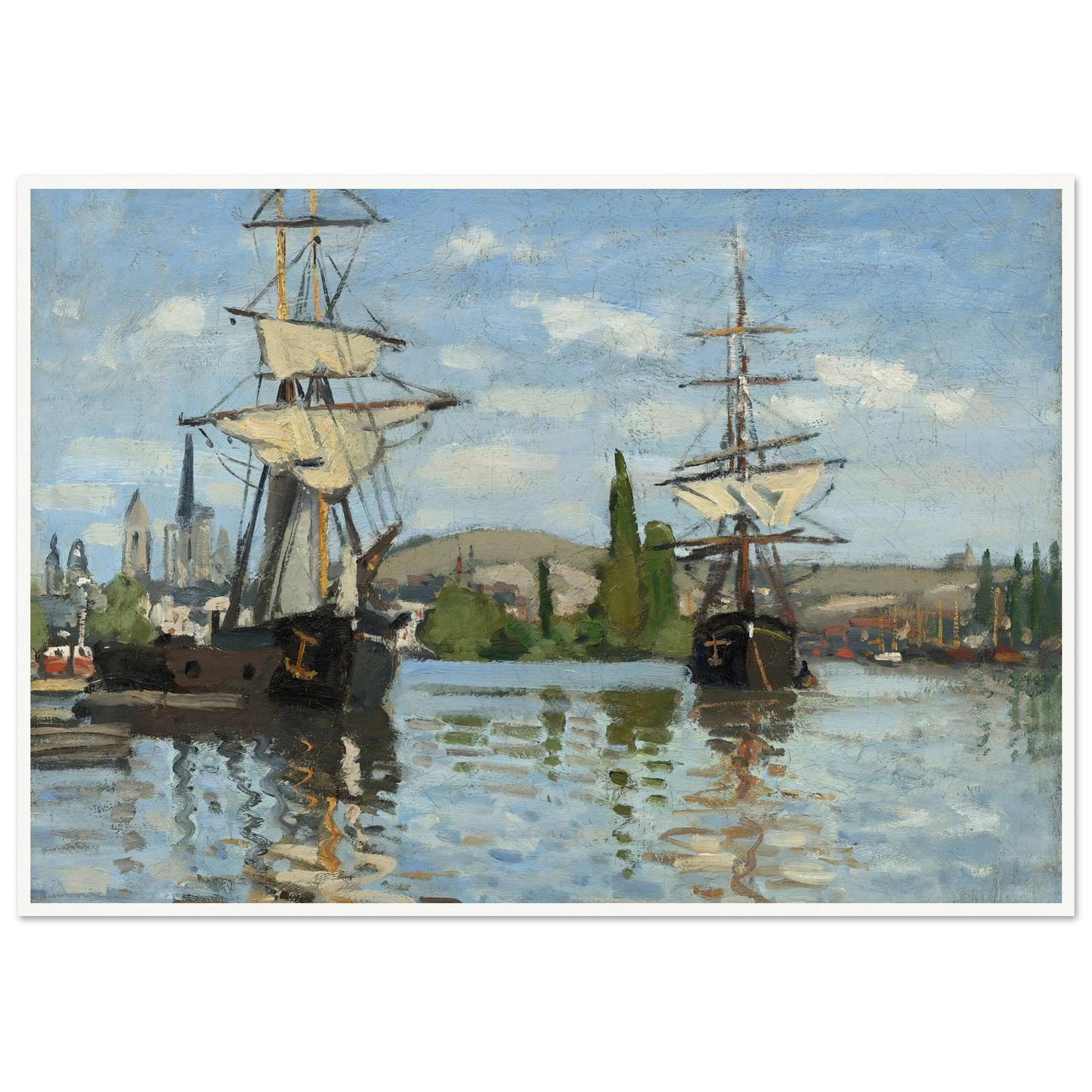 Ships Riding on the Seine at Rouen (1872-1873) Art Print | Claude Monet-Quipham Collections