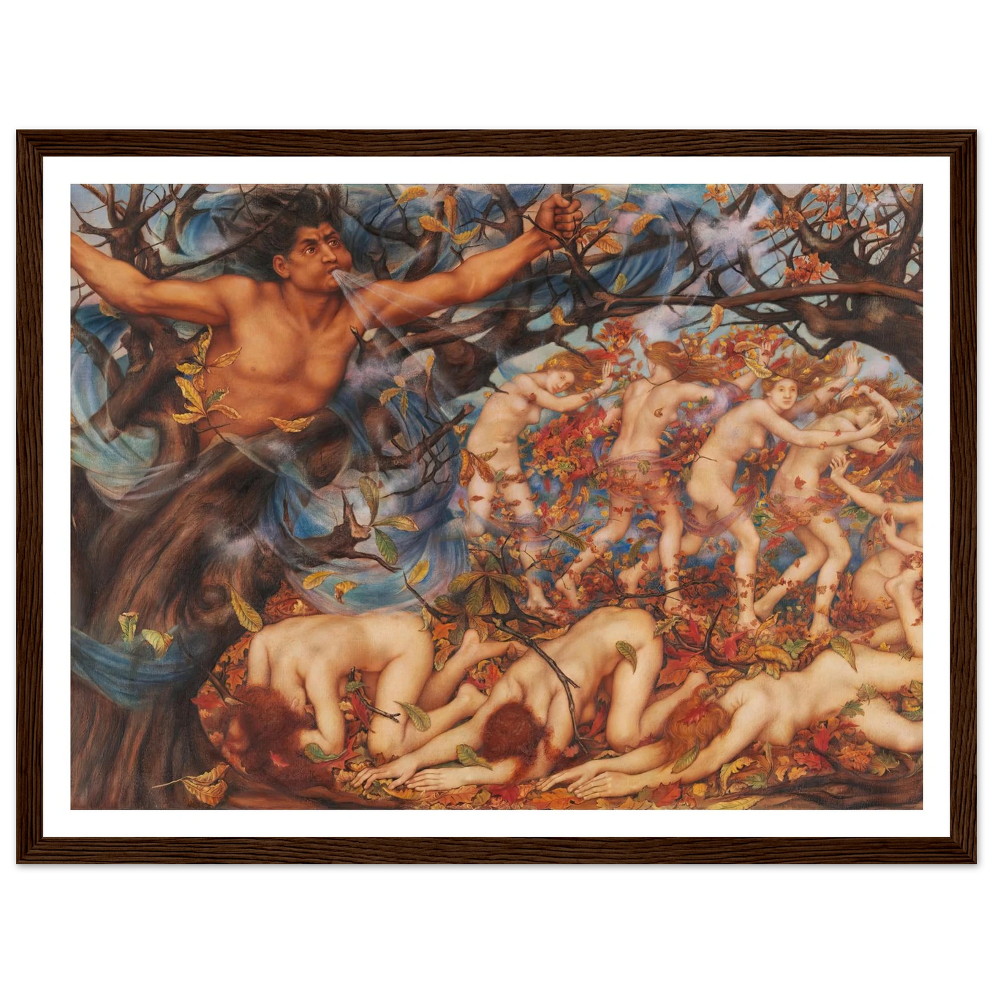 Boreas and the Fallen Leaves (1910) Art Print | Evelyn de Morgan-Quipham Collections