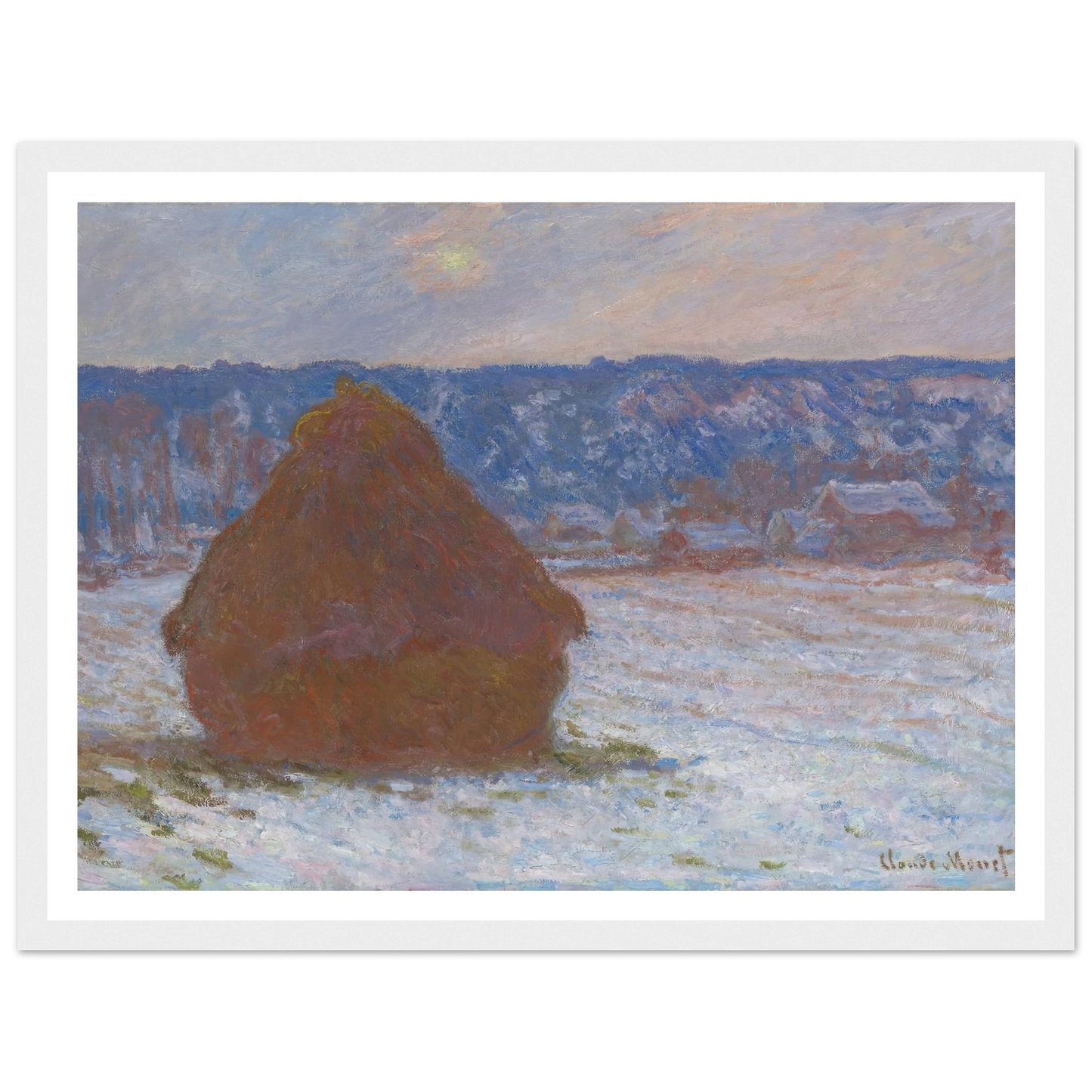 Stack of Wheat (Snow Effect, Overcast Day) (1890-91) Art Print | Claude Monet-Quipham Collections
