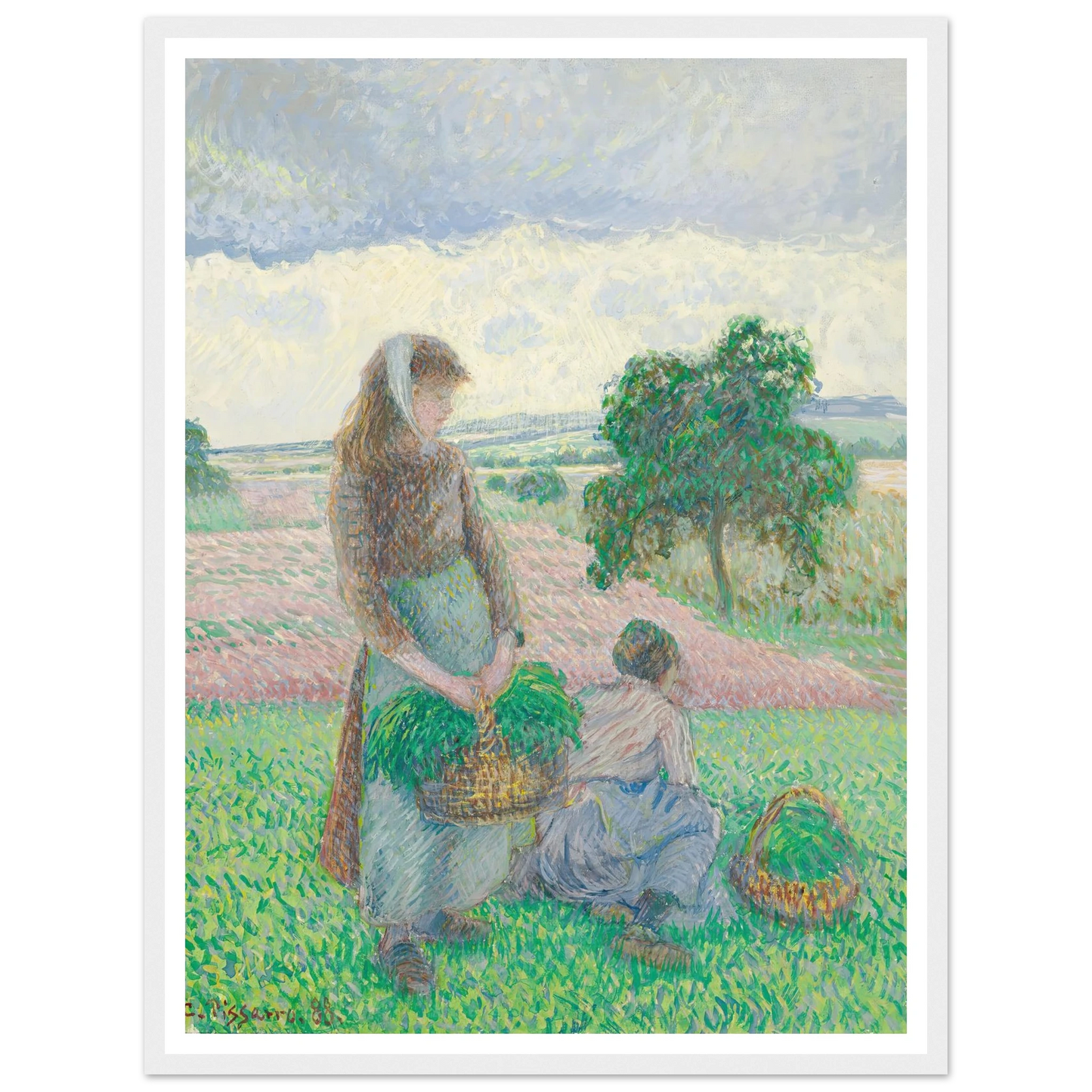 Paysannes portant un panier (1888) Art Print | Camille Pissarro-Quipham Collections