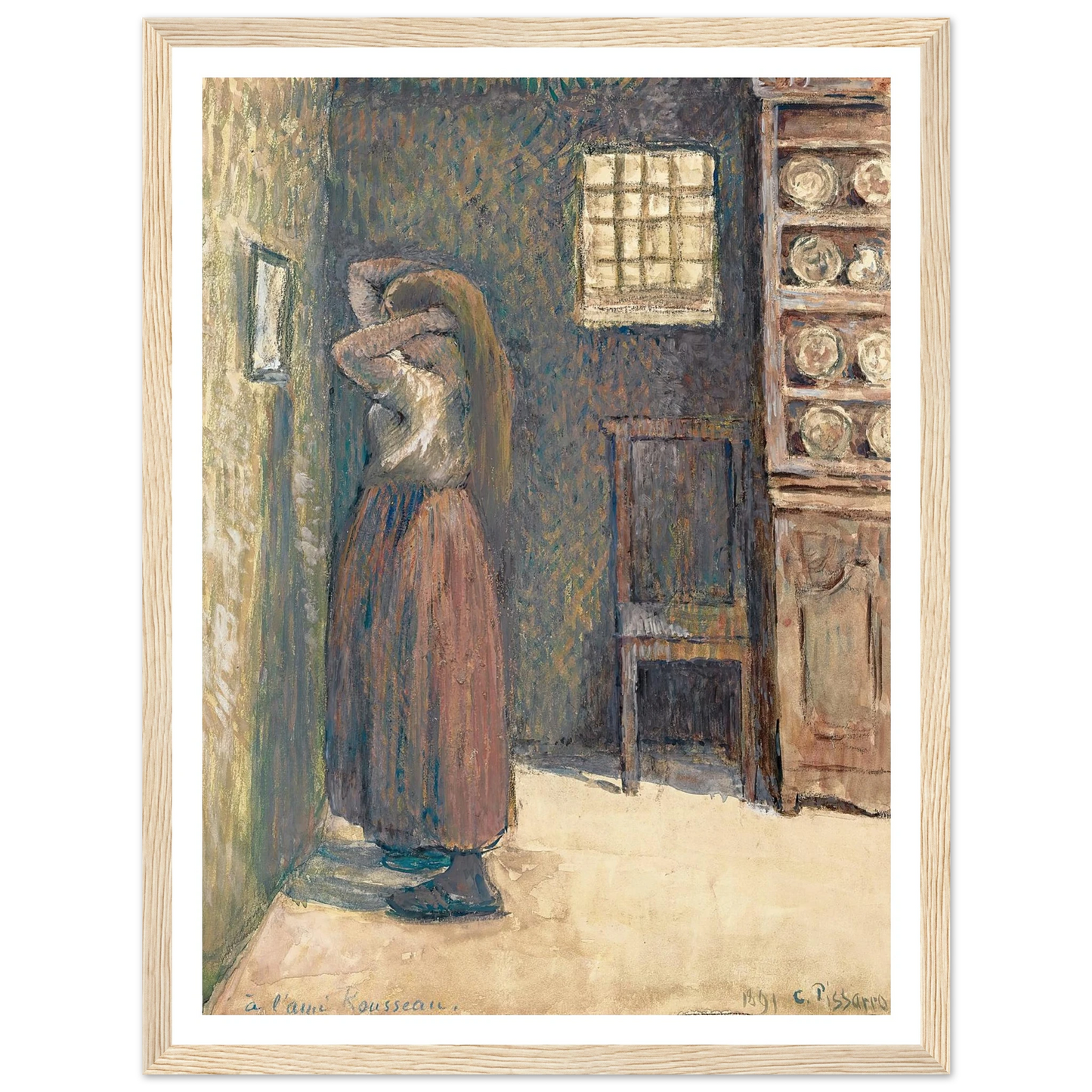 Jeune Paysanne Se Coiffant (1891) Art Print | Camille Pissarro-Quipham Collections