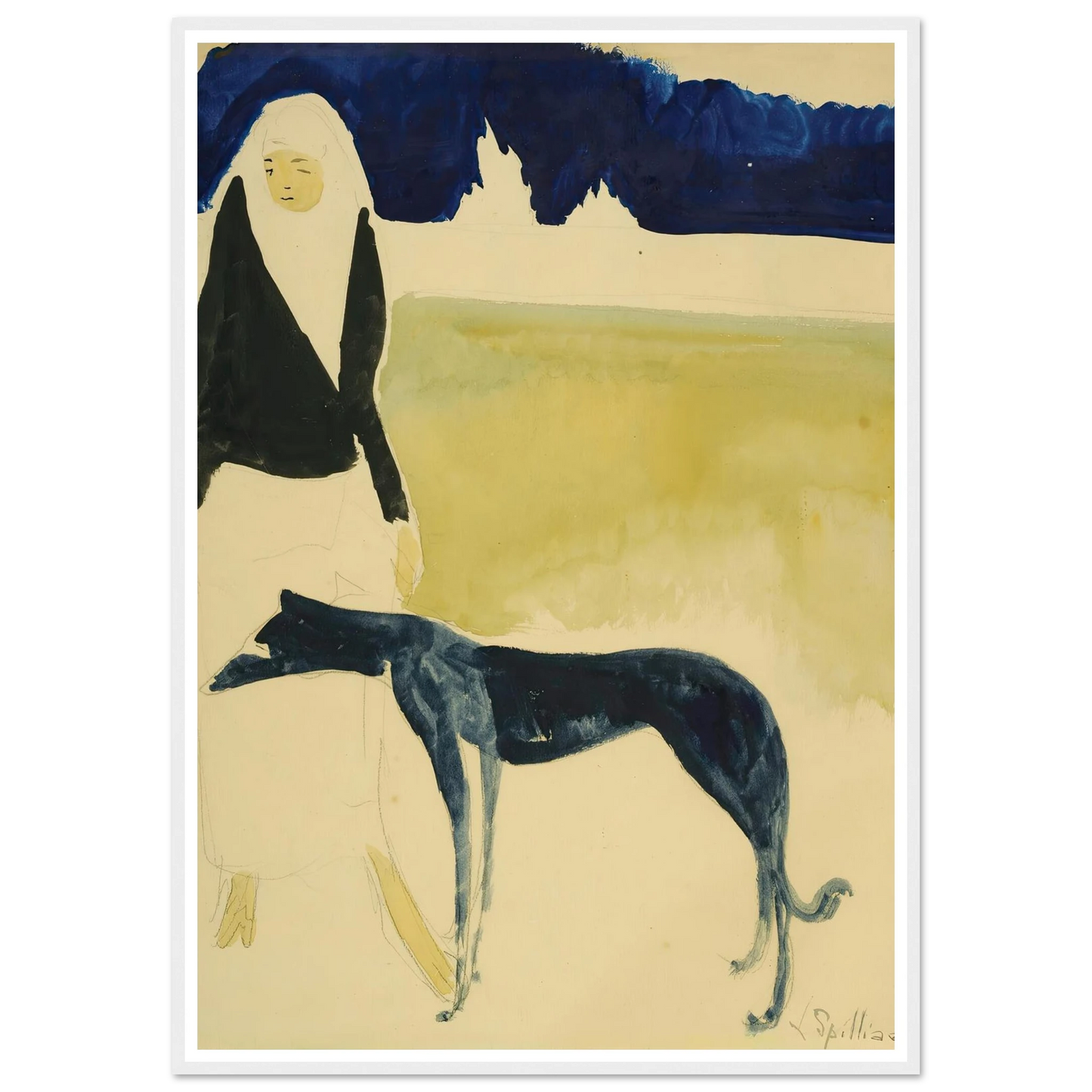 Femme Au Lévrier (1917) Art Print | Leon Spilliaert-Quipham Collections