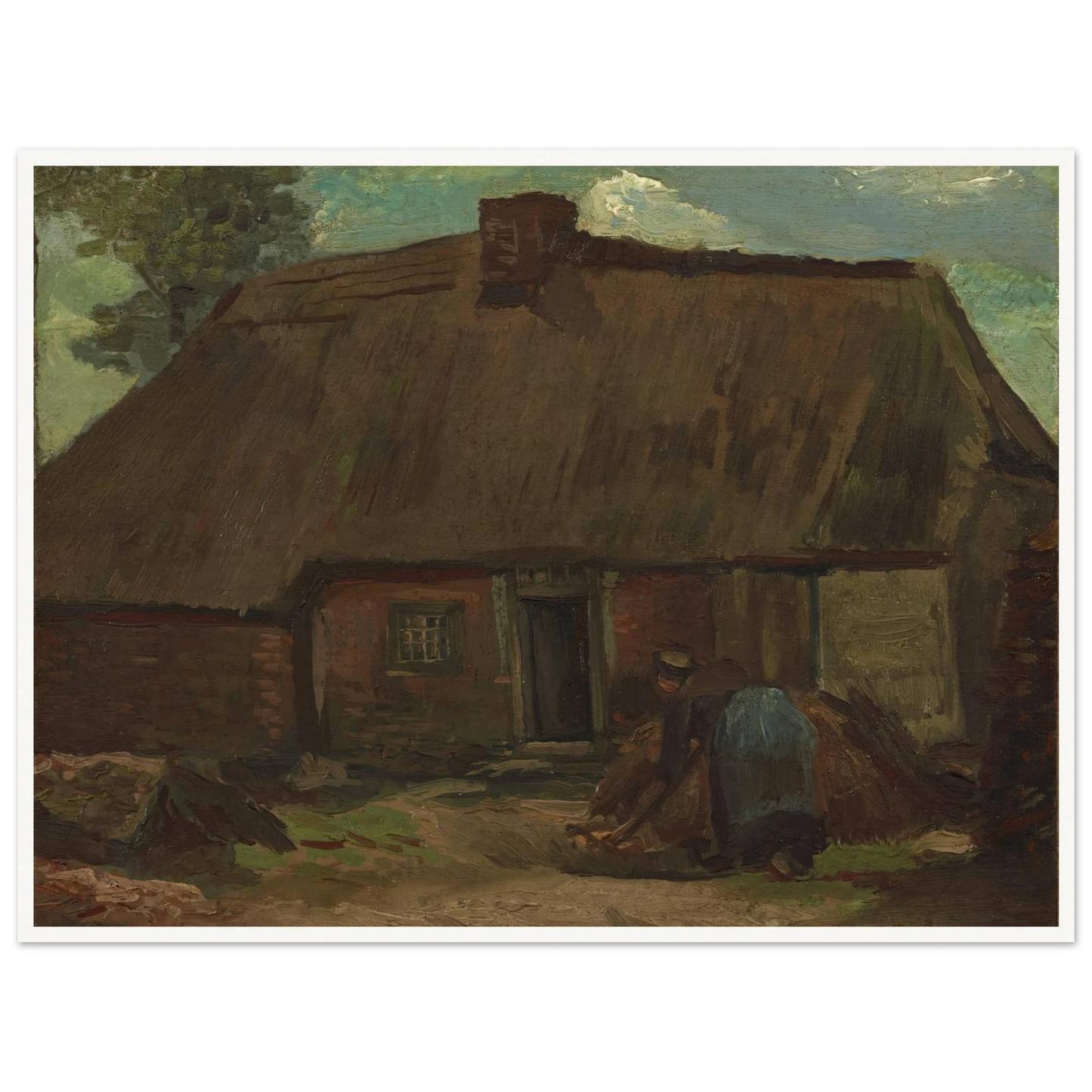 Cottage with Peasant Woman Digging (1885) Art Print | Vincent van Gogh-Quipham Collections