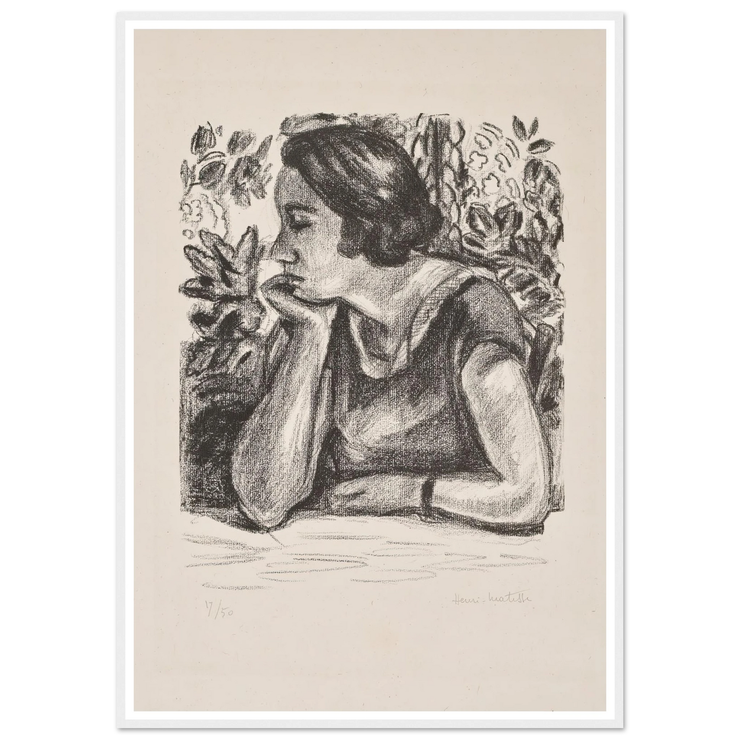 Visage de profil reposant sur un bras (1924) Art Print | Henri Matisse-Quipham Collections