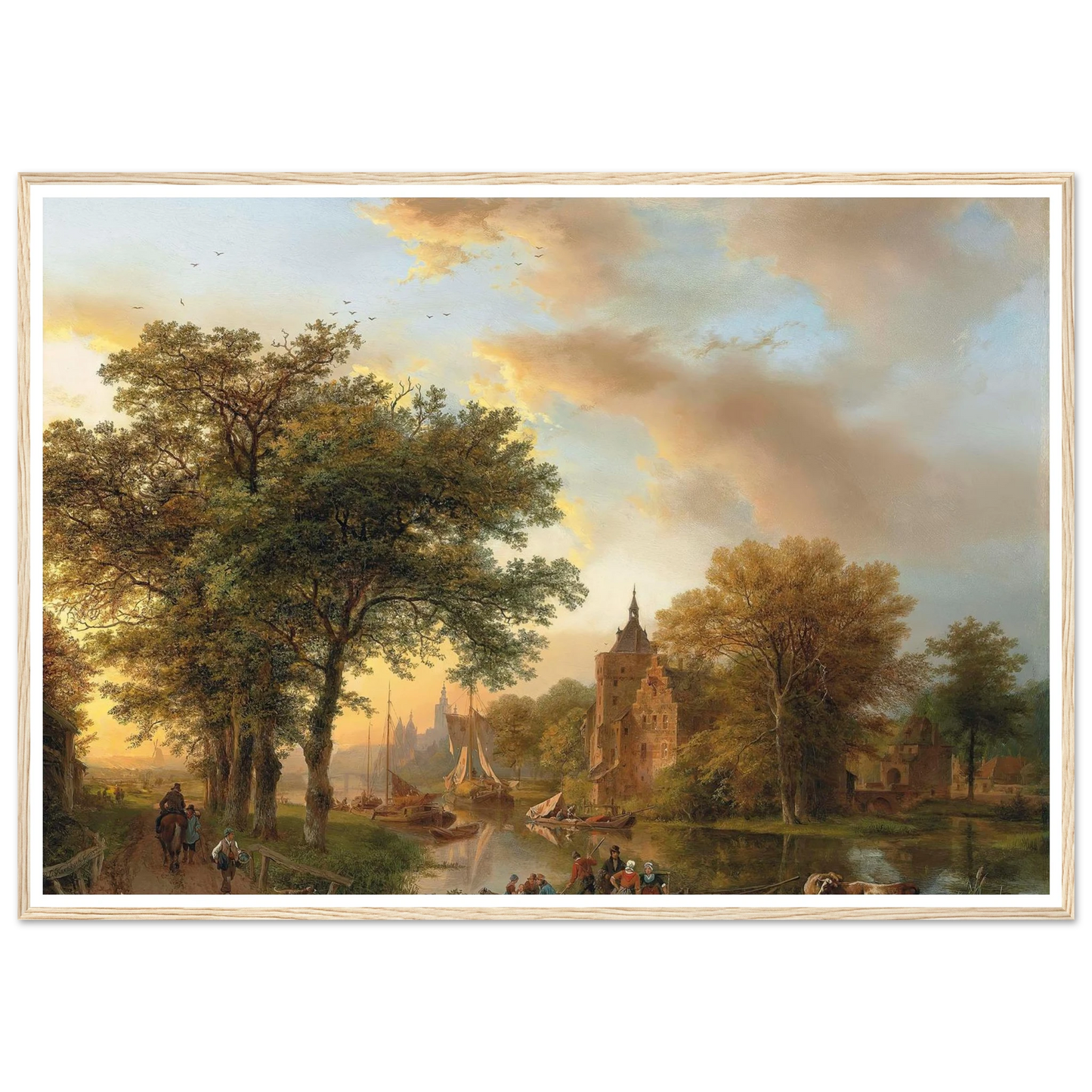 A River Landscape in Holland at Sunset (1852) Art Print | Barend Cornelis Koekkoek-Quipham Collections
