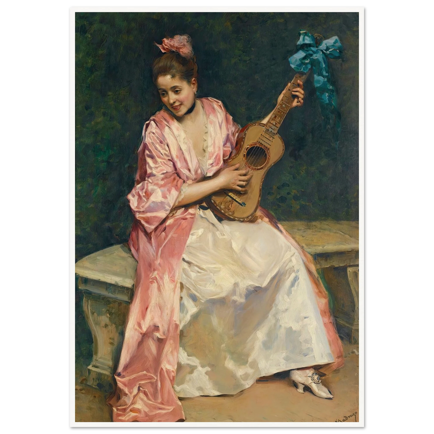 Aline with guitar Art Print | Raimundo de Madrazo y Garreta-Quipham Collections