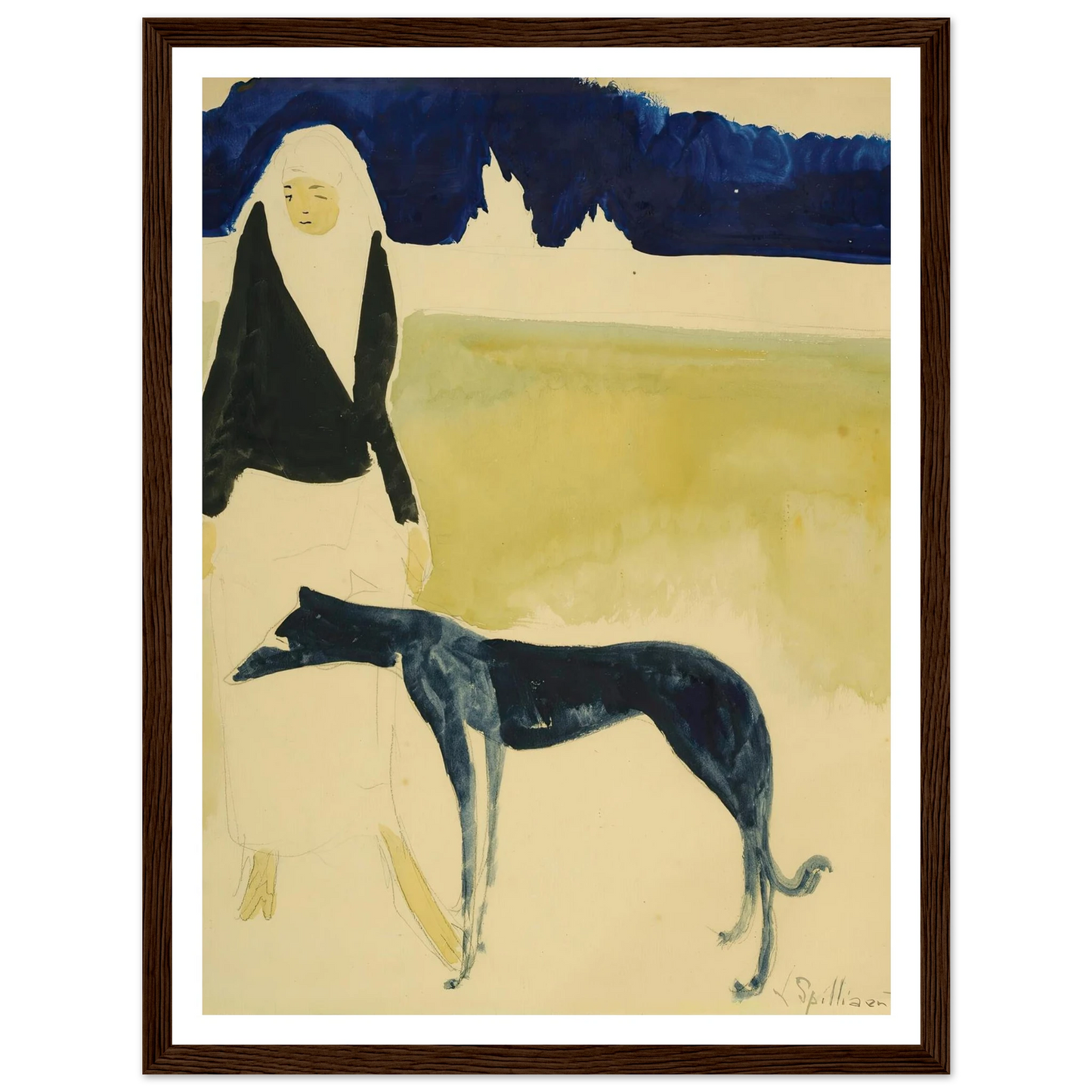 Femme Au Lévrier (1917) Art Print | Leon Spilliaert-Quipham Collections