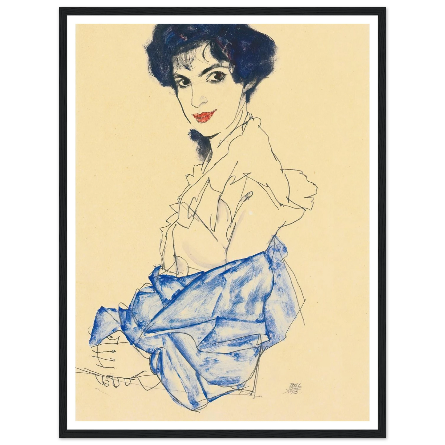 Elisabeth Lederer, Seated With Hands Folded (1913) Art Print | Egon Schiele-Quipham Collections