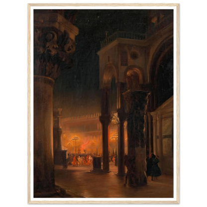 Karneval am Markusplatz in Venedig bei Nacht (1887) Art Print | Josef Hoffmann-Quipham Collections