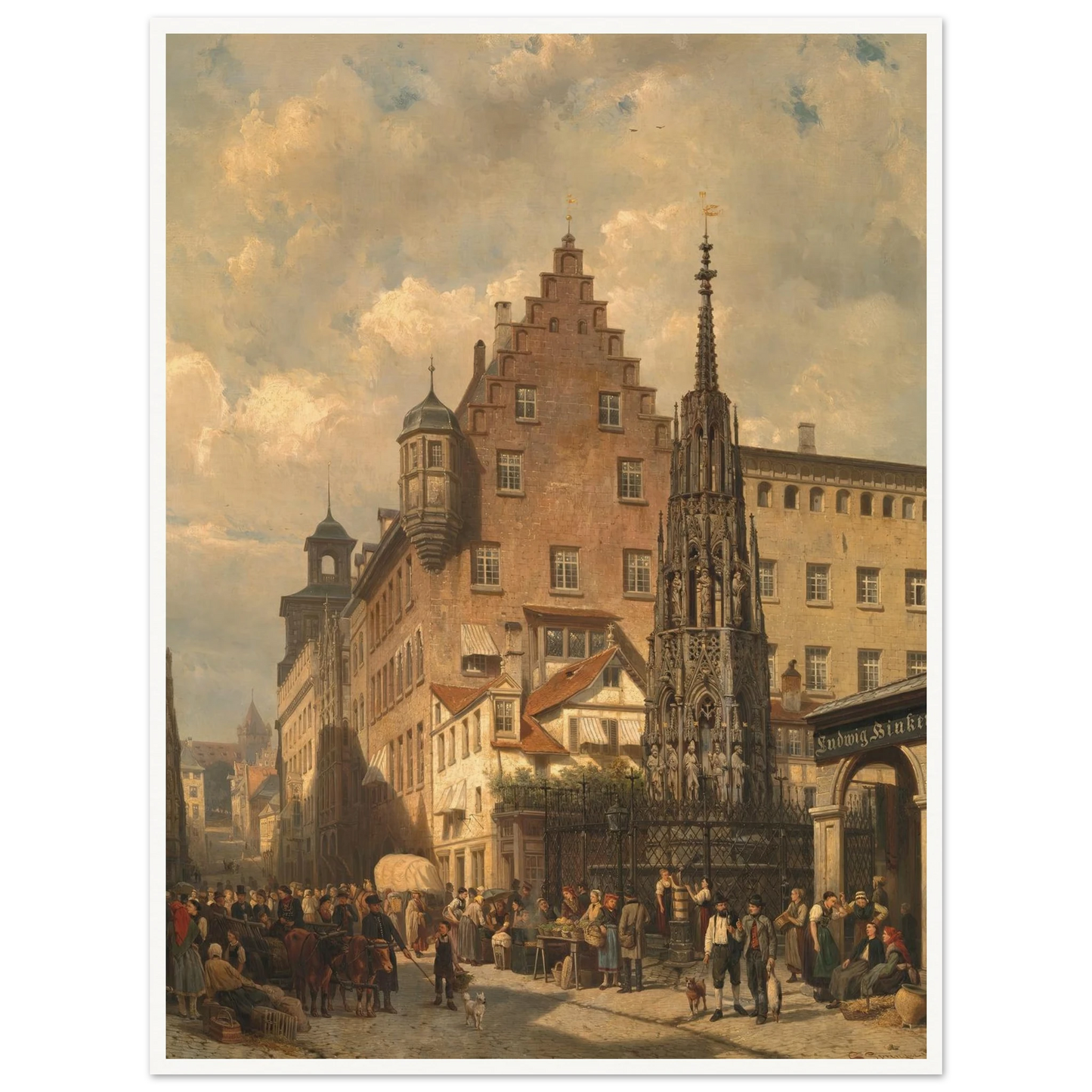 ‘Der Schöne Brunnen’ in Nuremberg (1876) Art Print | Cornelis Springer-Quipham Collections