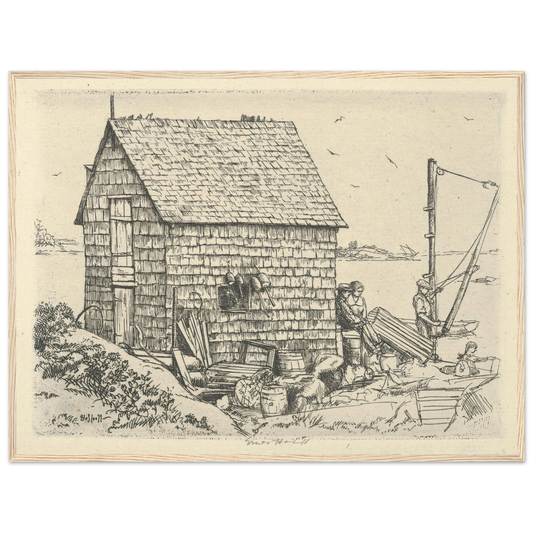 Fish House Idyll (1900-1925) Art Print | Ernest Haskell - Framed Poster - 30x40 cm / 12x16″ - Black frame